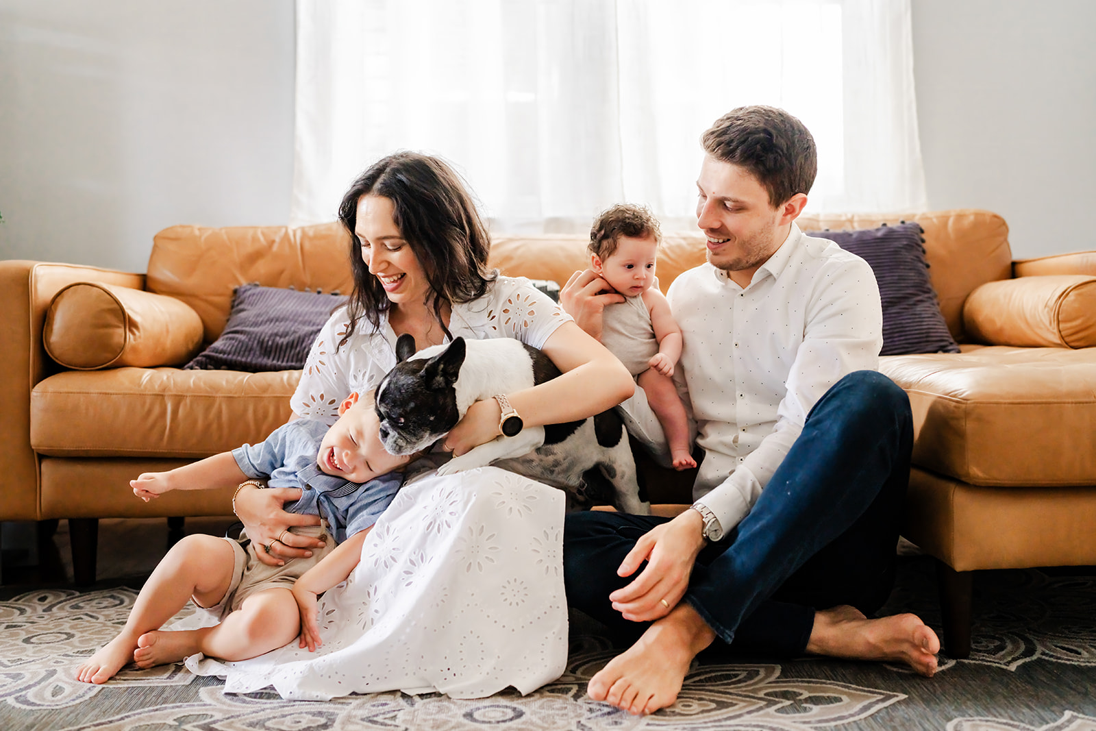 New York City family of four with newborn and dog