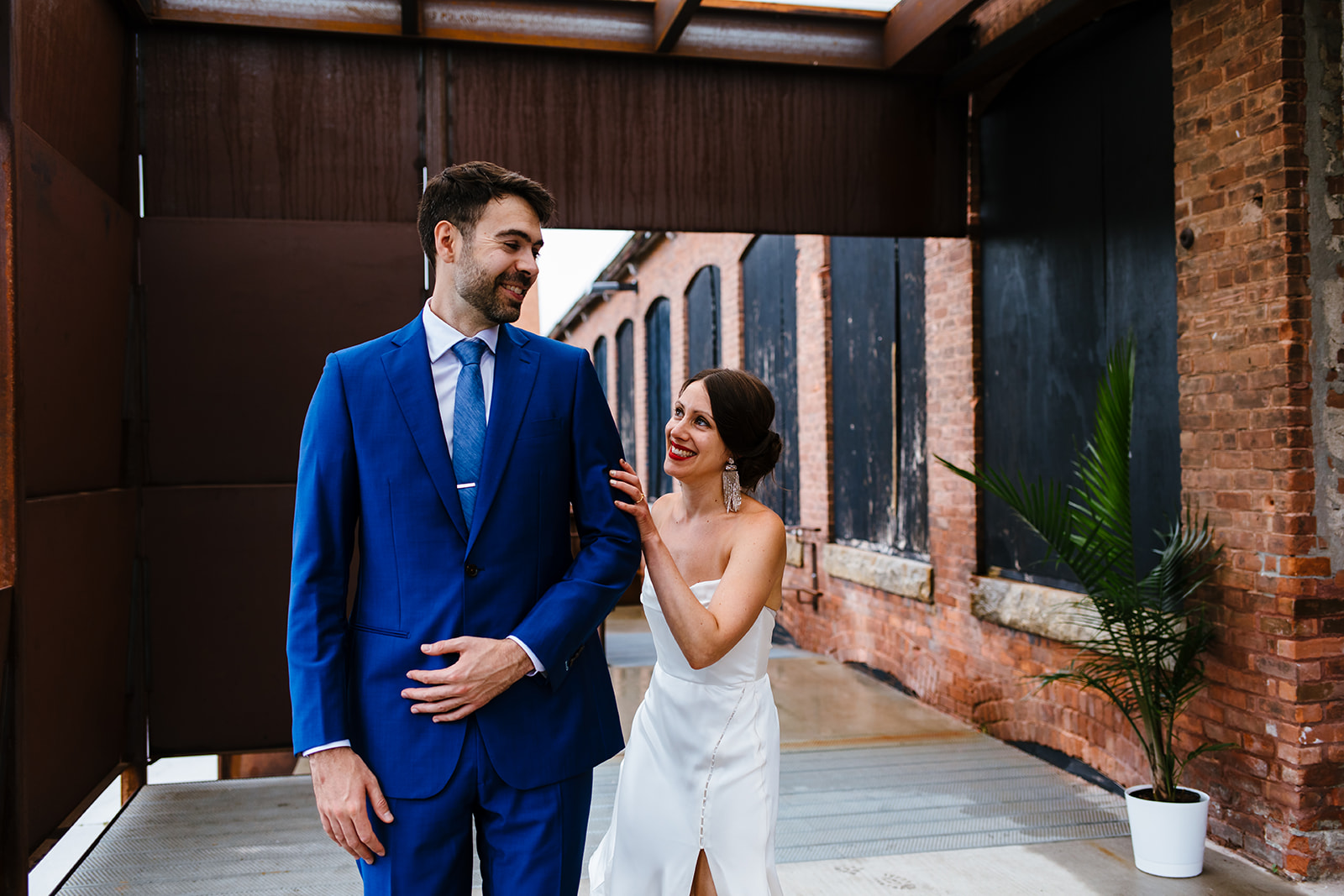 A first look between a groom and bride during their Berkshire wedding. 