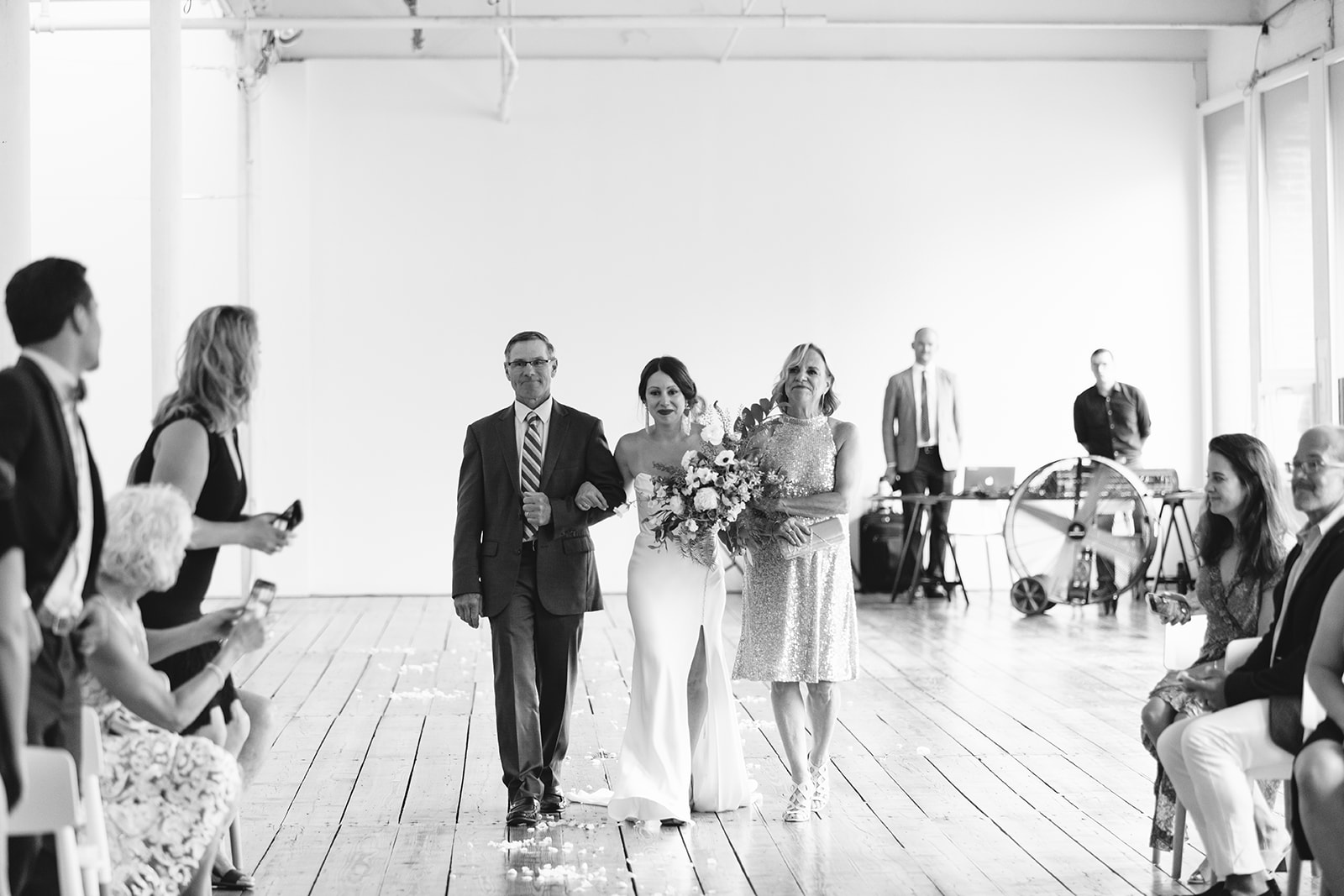 Bride walks down the aisle