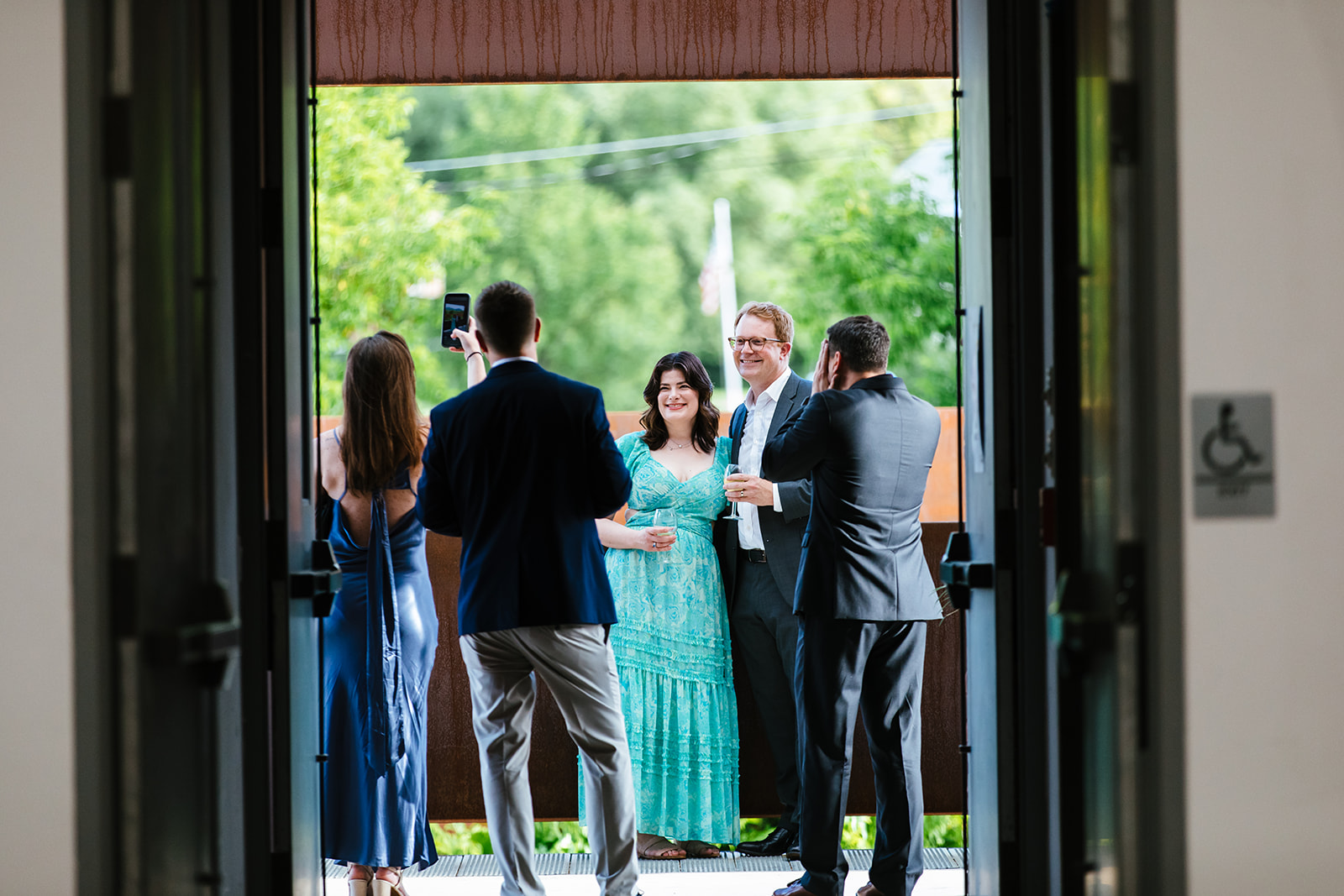 Guests mingle at the Greylock Works Wedding