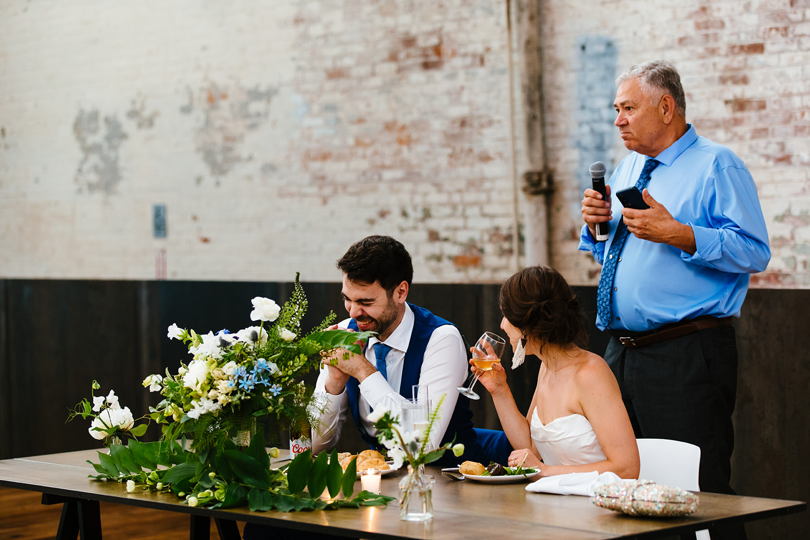 Father of the bride gives an emotional toast.