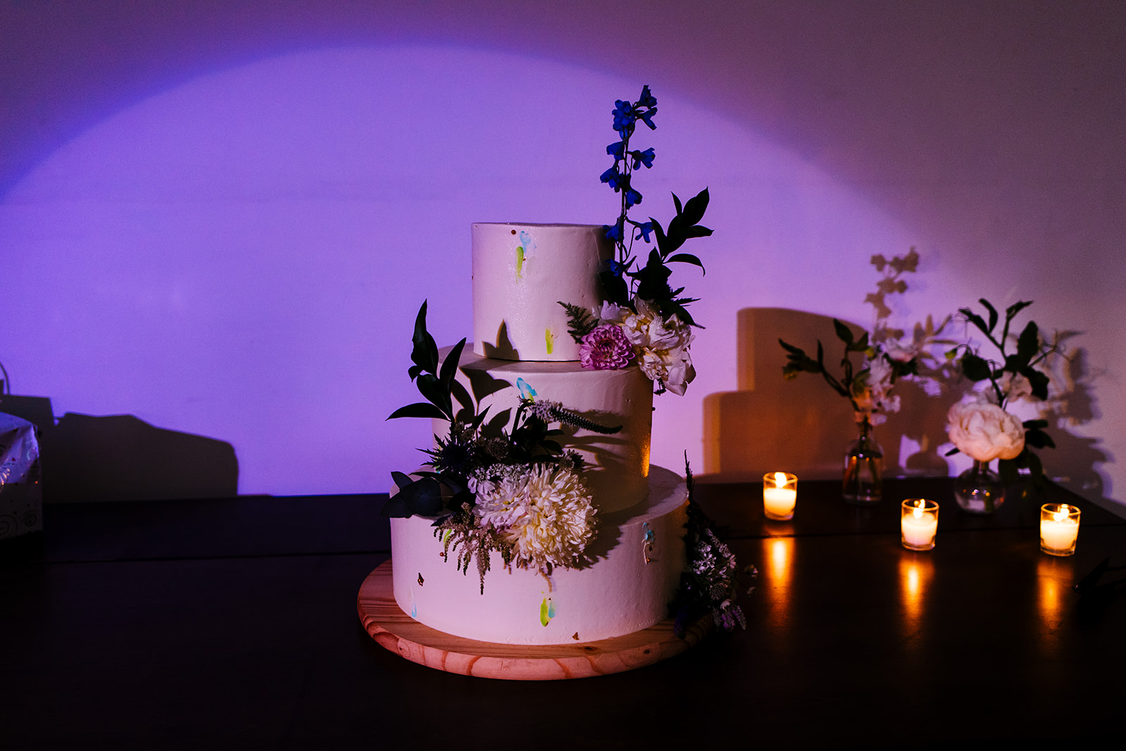 A colorful wedding cake