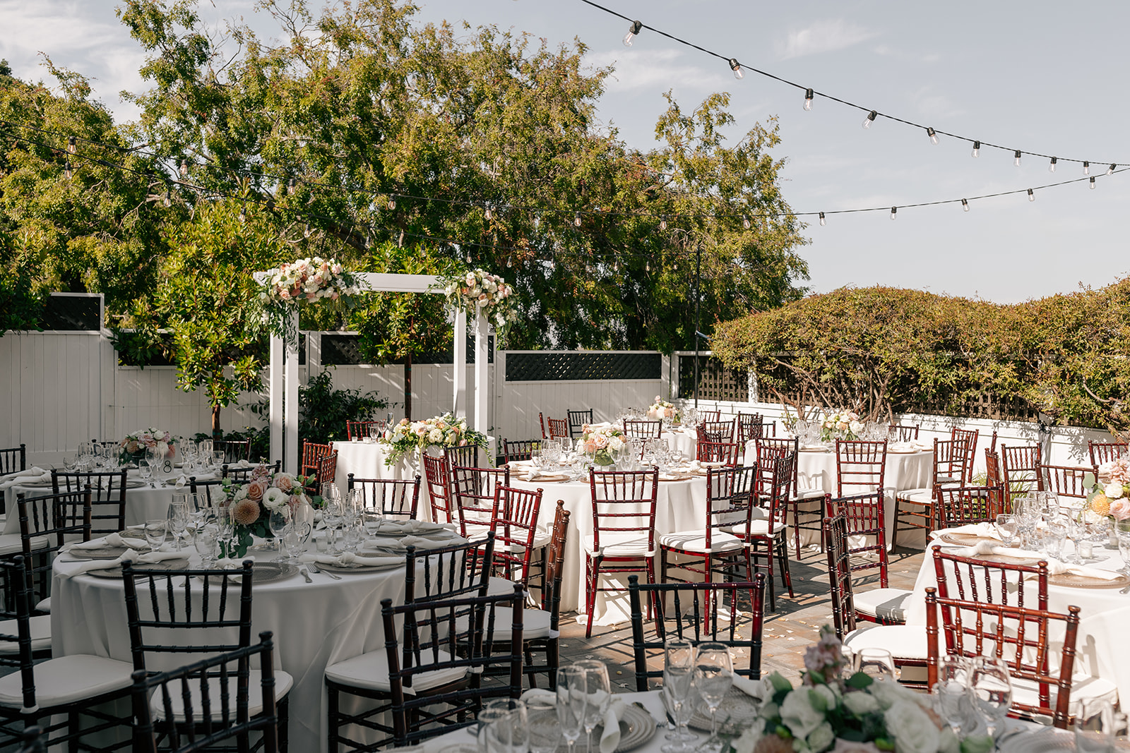 the perry house wedding monterey california outdoor reception ceremony venue table decor ideas flower centerpiece