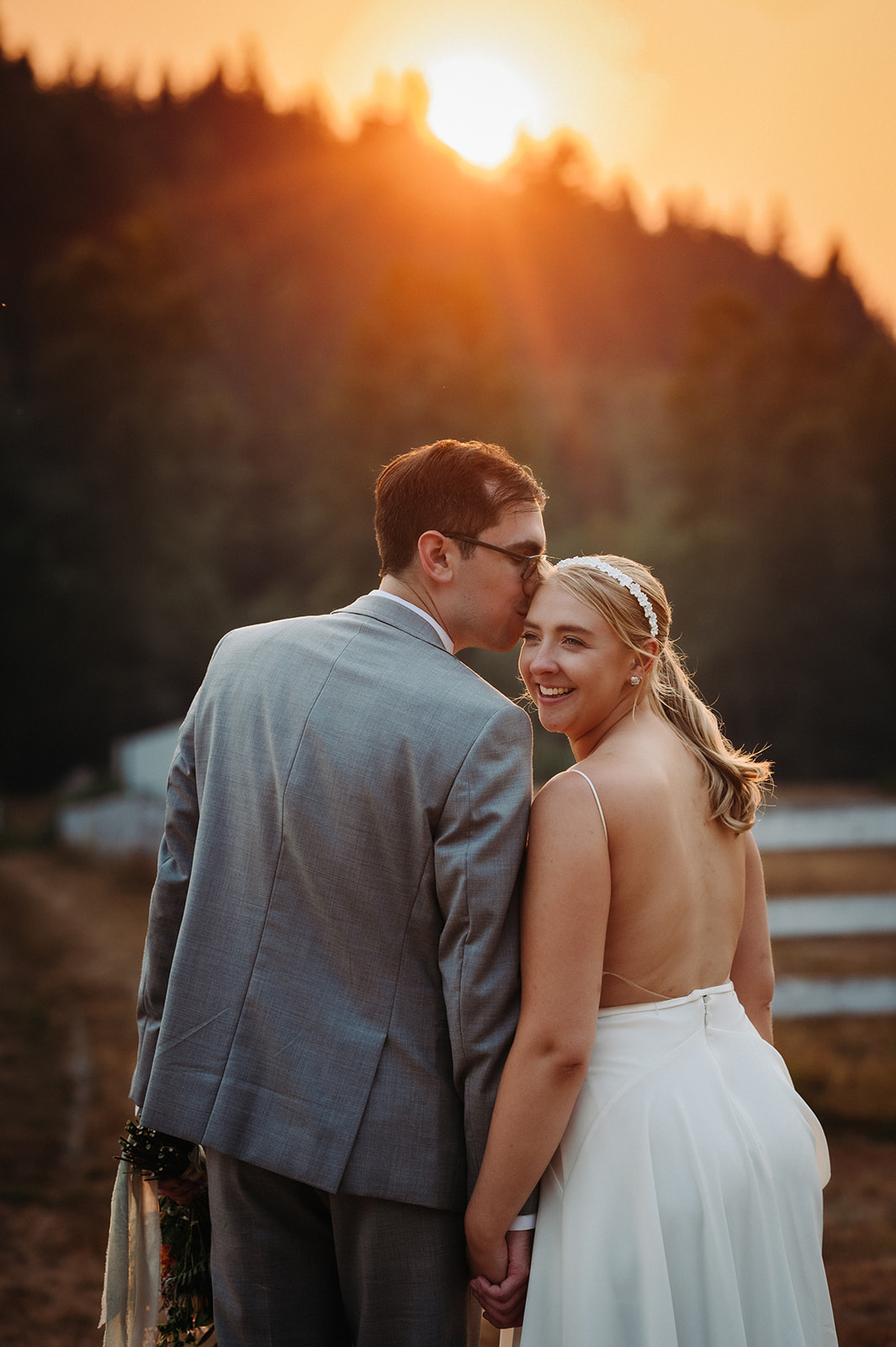 ranch wedding at sunset by sound and sea photography 
