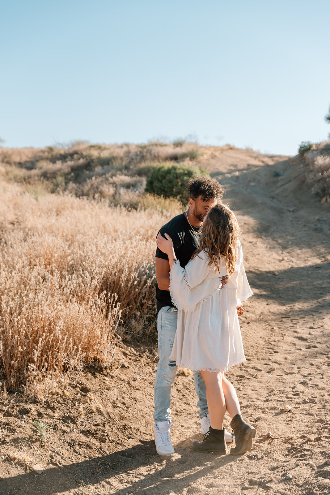 Stealing a quiet moment with the couple in the desert Palm Springs engagement photographer