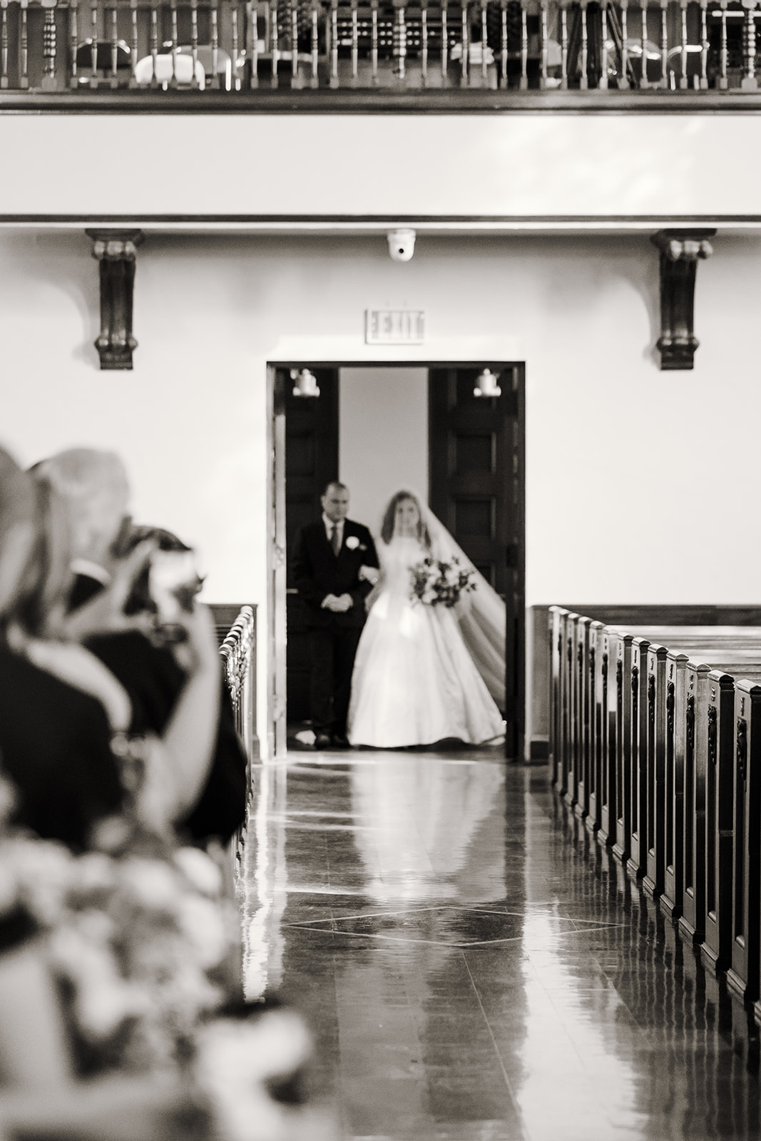 Black & White Father walking daughter down the isle