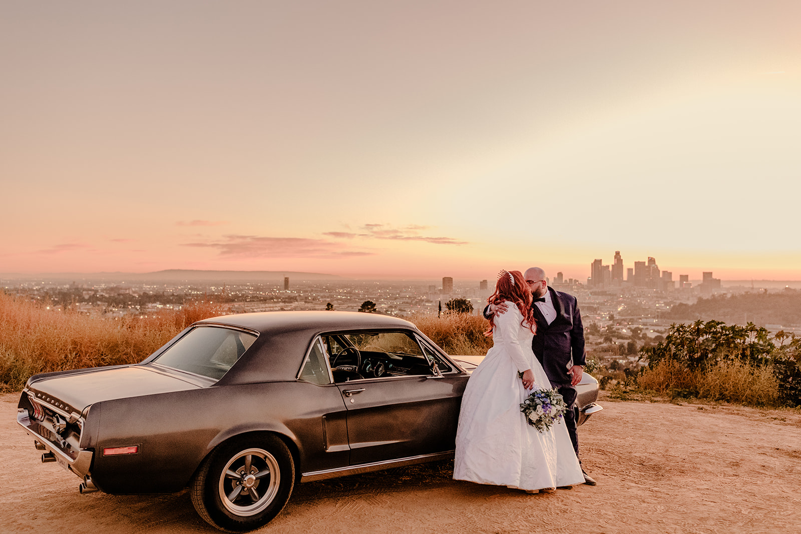 Bridal Portrait over looking Los Angeles