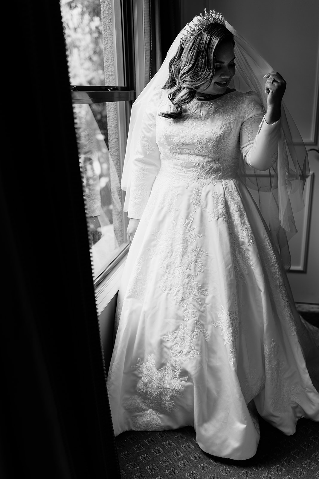 Bride and wedding dress portrait