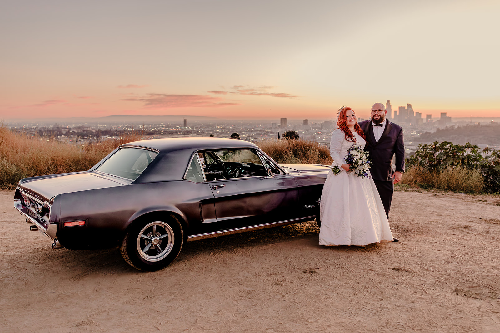 Wedding Portrait over looking Los Angeles
