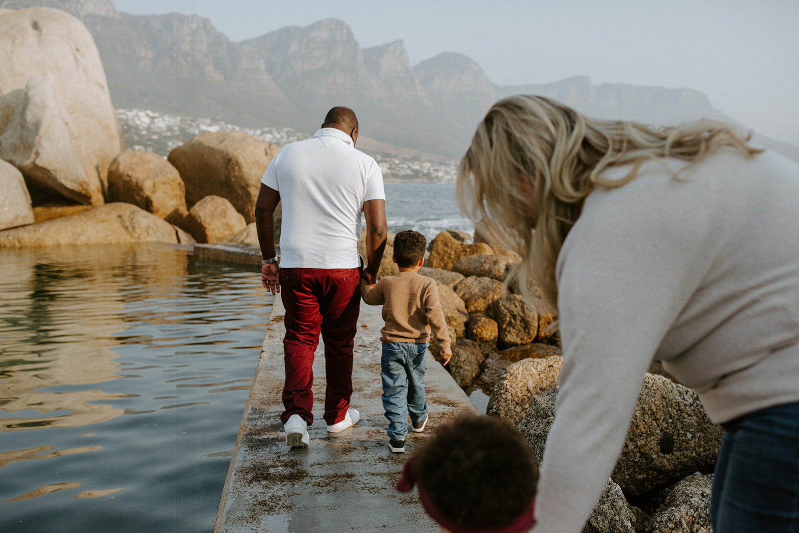 A family documented at Maiden's Cove during their first holiday to Cape Town as a family of four.