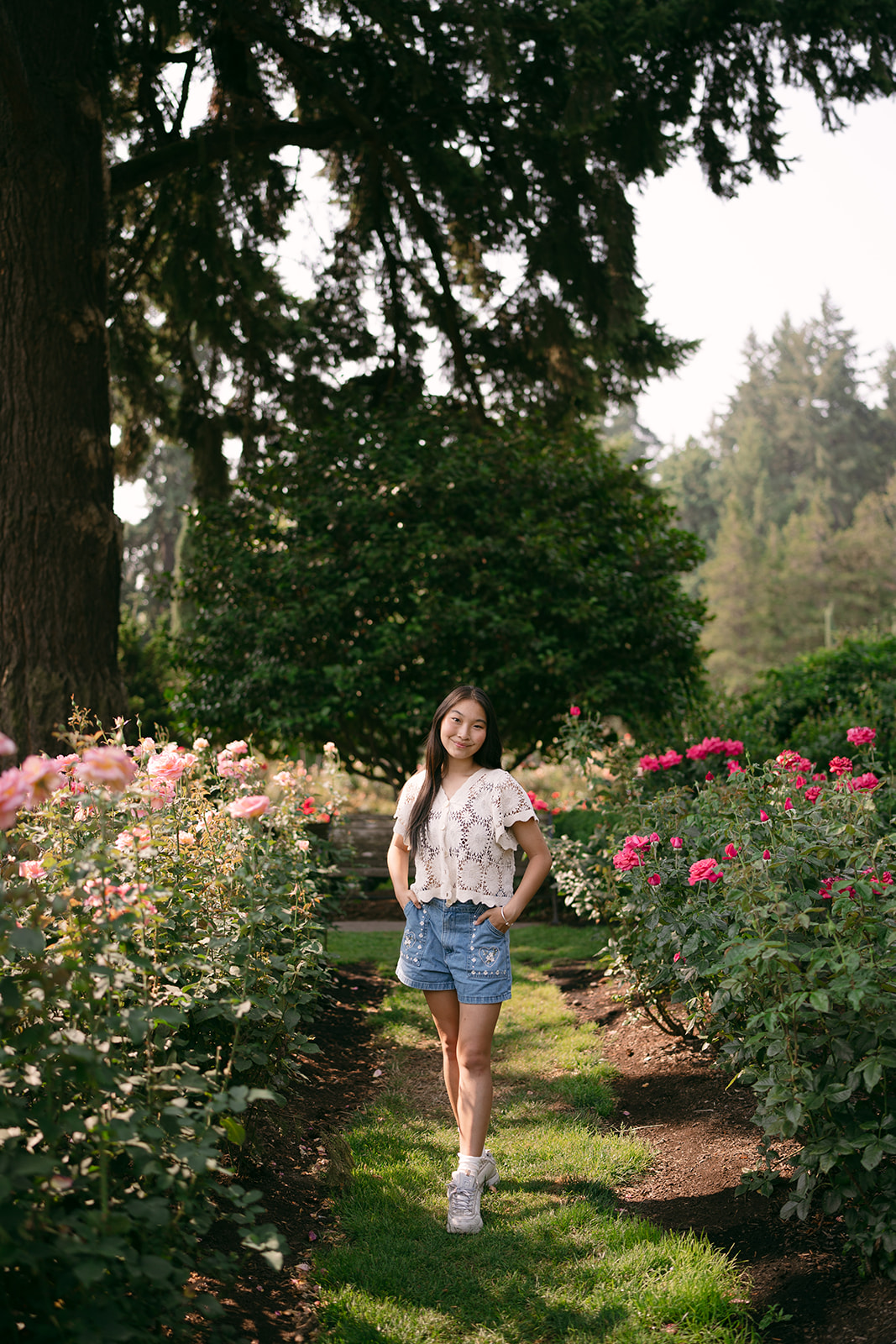 Portrait photoshoot in the International Rose Test Garden in Portland, Oregon