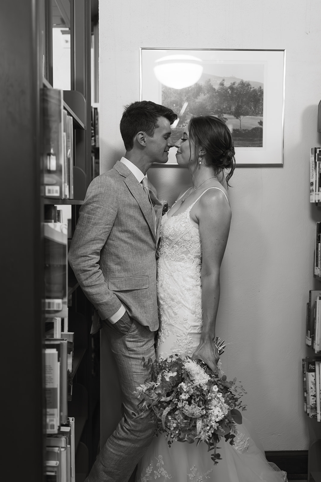 point vicente lighthouse wedding rancho palos verdes california bride and groom portraits library bookcases editorial