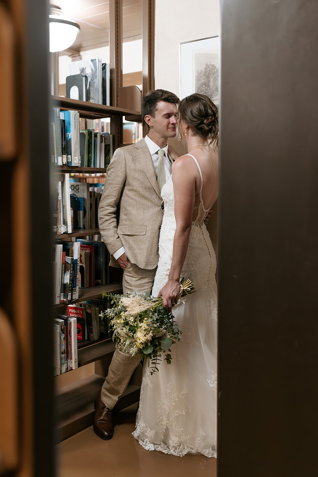 point vicente lighthouse wedding rancho palos verdes california bride and groom portraits library bookcases editorial
