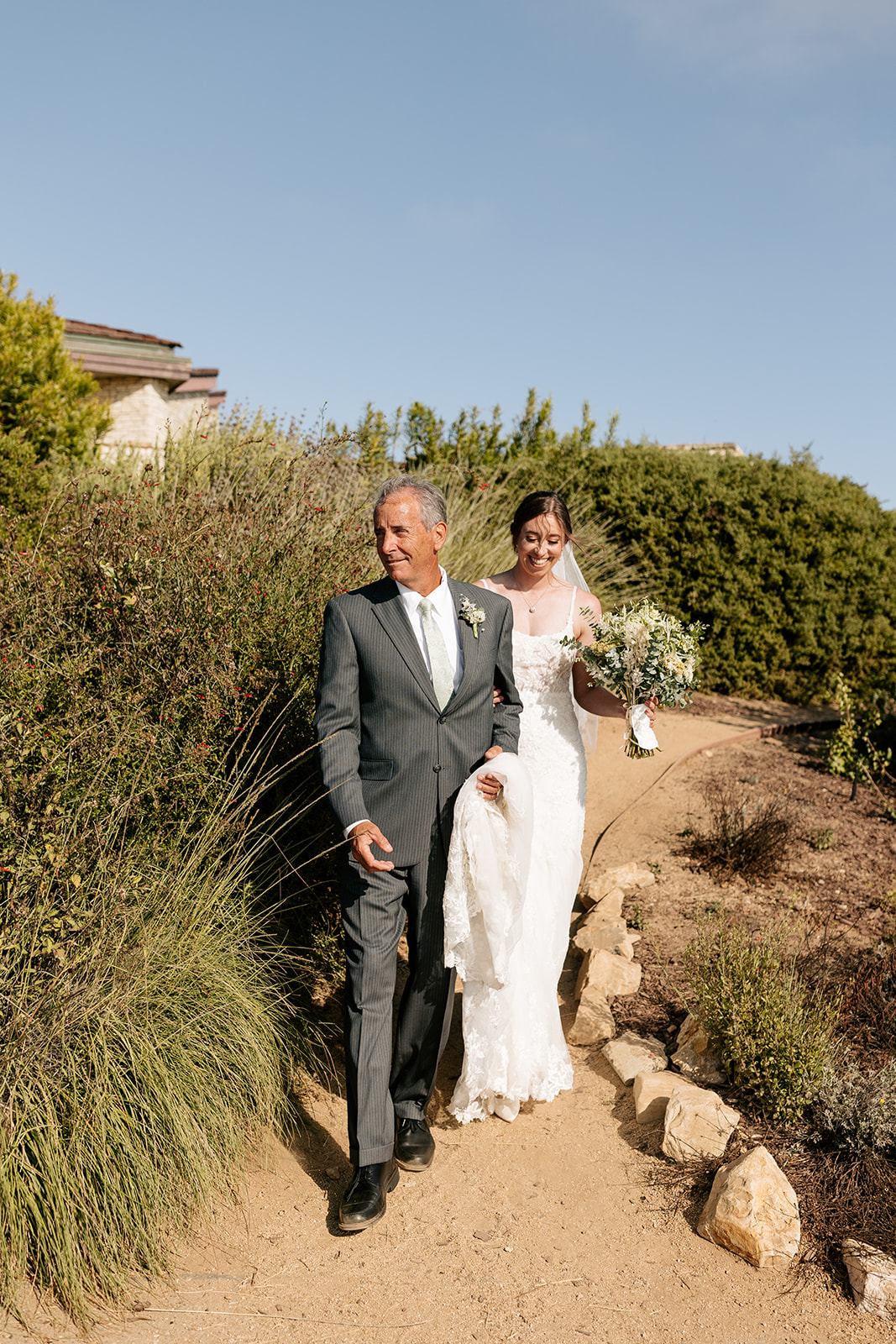 point vicente lighthouse wedding rancho palos verdes california groom walking down aisle bride walking down aisle
