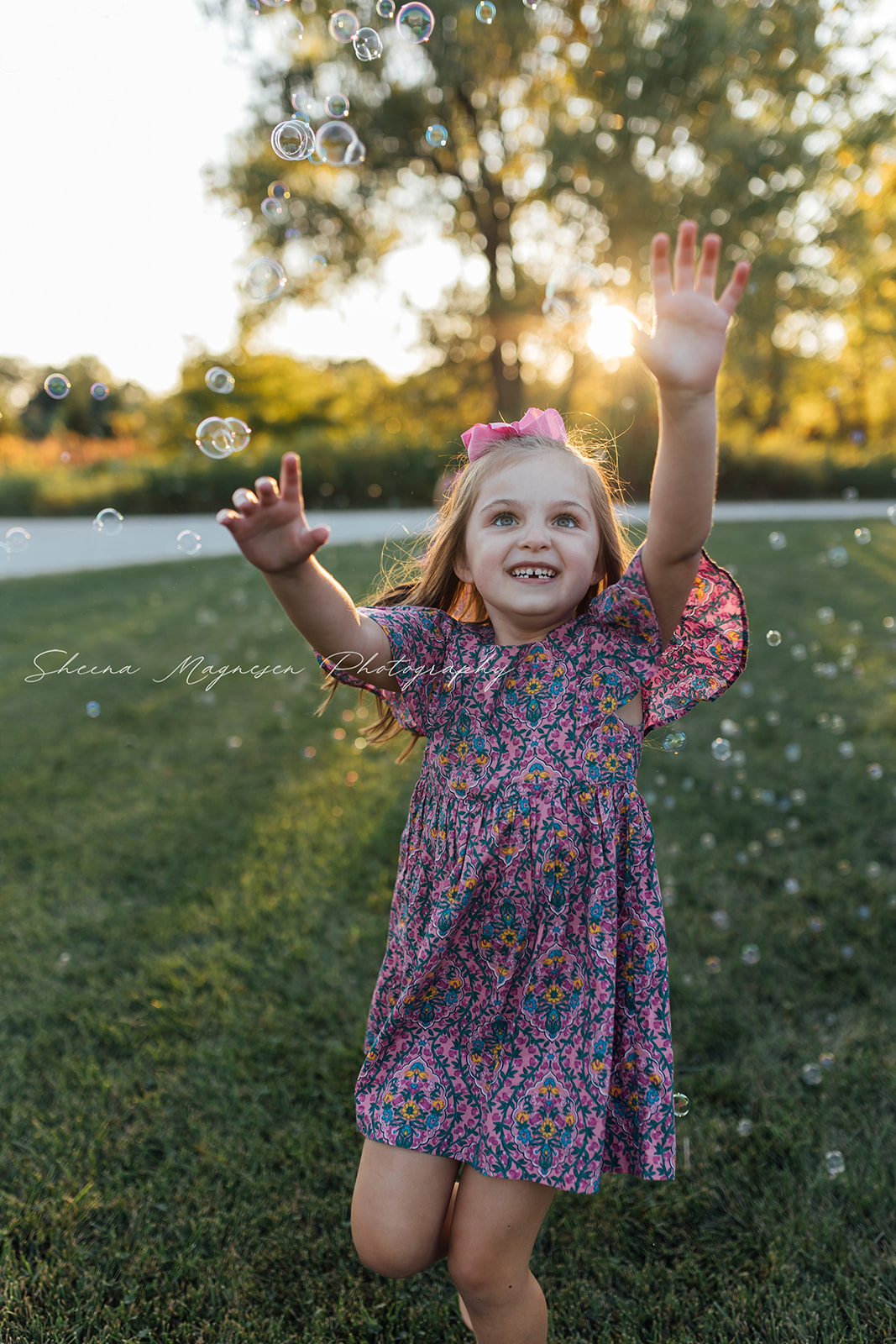 Outdoor family session at sunset in a field of wildflowers in Naperville, IL
