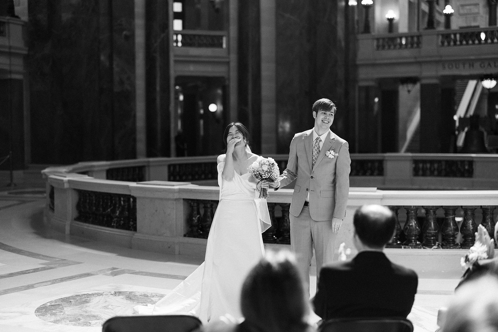 Bride and Groom have intimate ceremony in the Wisconsin State Capitol building in Madison