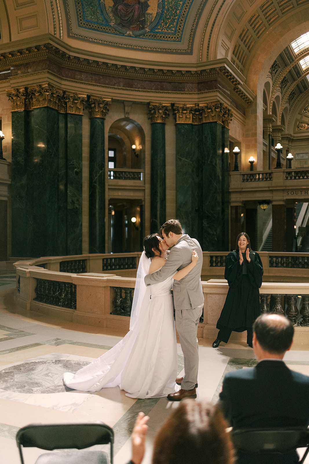 Bride and Groom have intimate ceremony in the Wisconsin State Capitol building in Madison