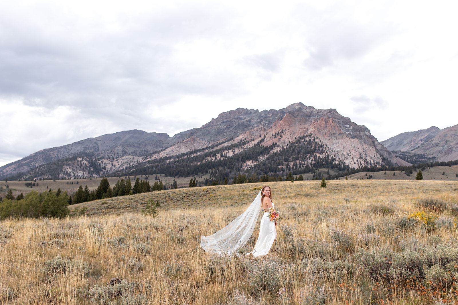 The Boulder Mountains as a wedding backdrop in Ketchum, Idaho.