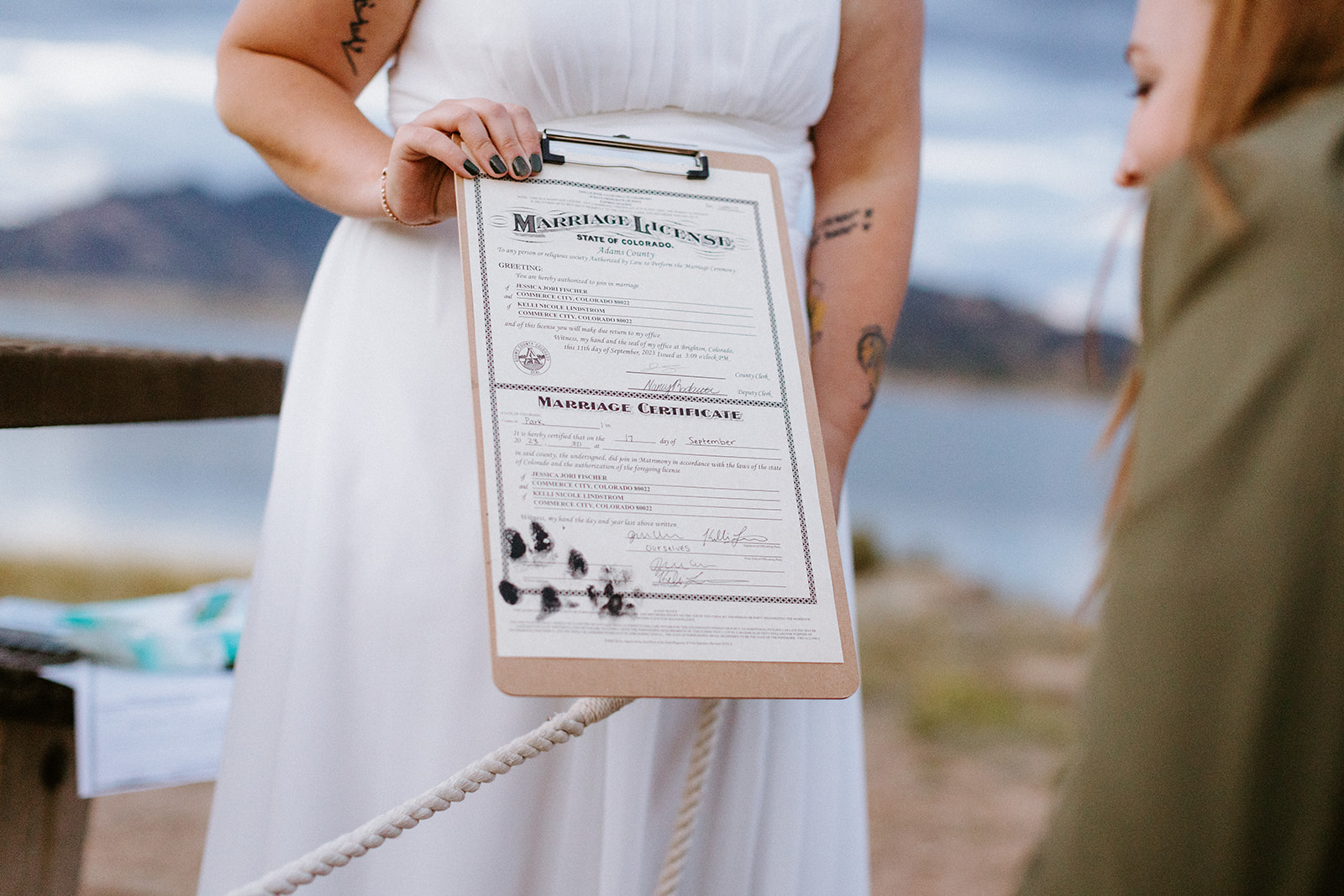 Colorado Dog signing marriage license