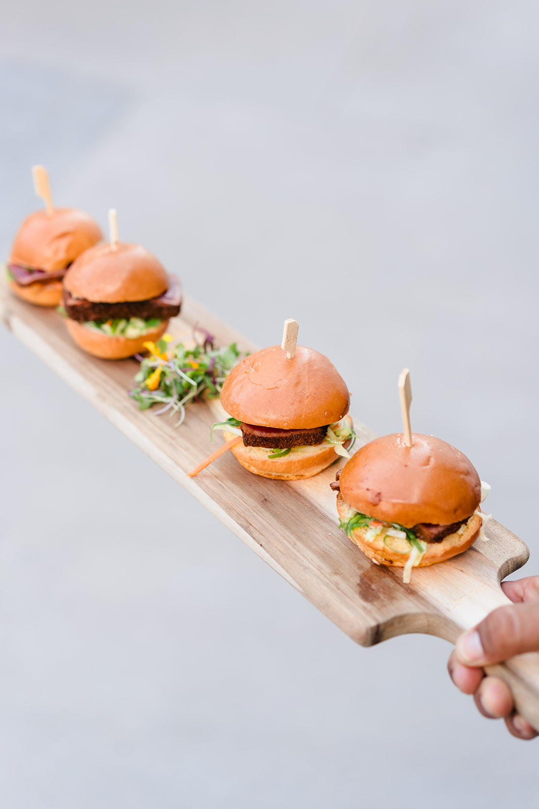 cocktail sliders served by Canyon Catering at a wedding in Irvine, CA