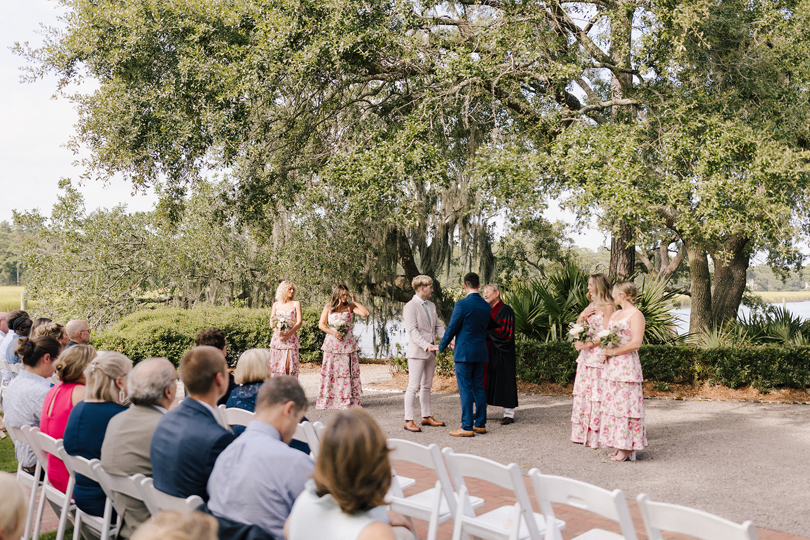 Summer Wedding Ceremony in Mount Pleasant Club Creek at I'on