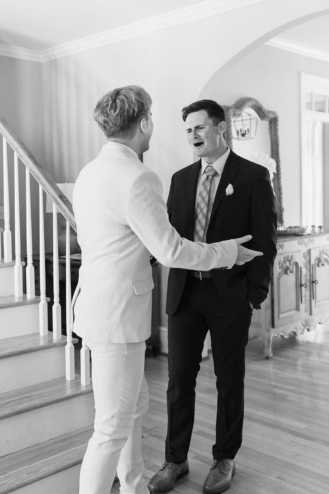 two grooms first look in Charleston SC