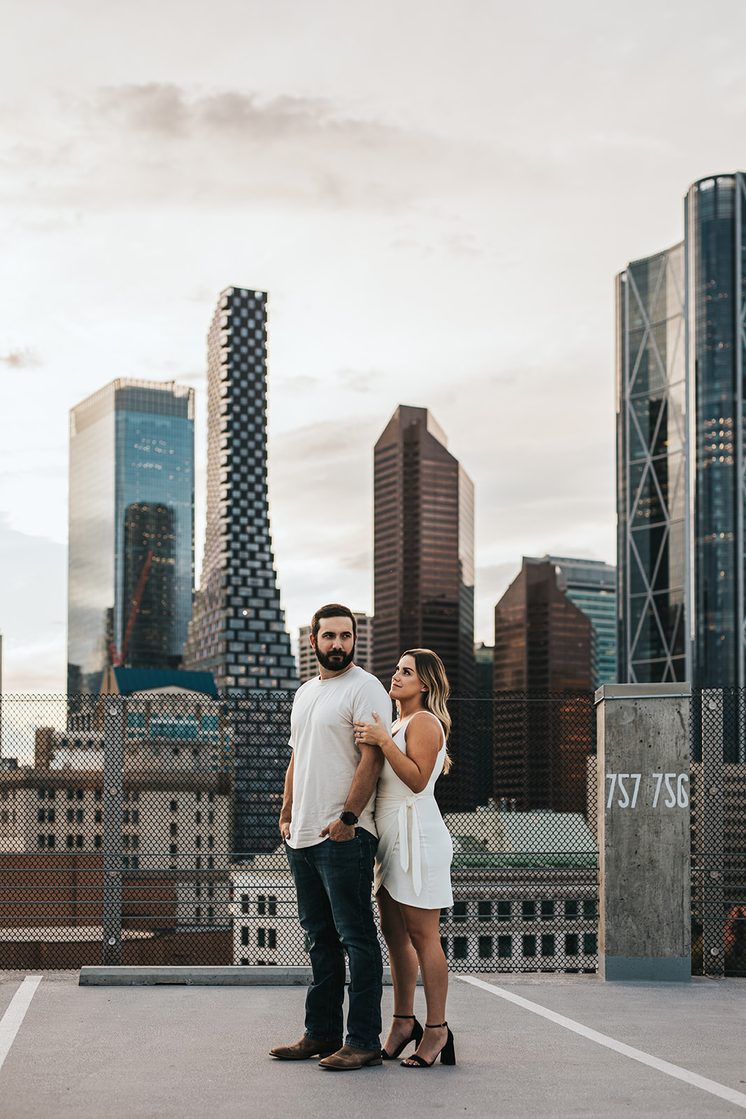 Downtown Calgary Rooftop Engagement Session