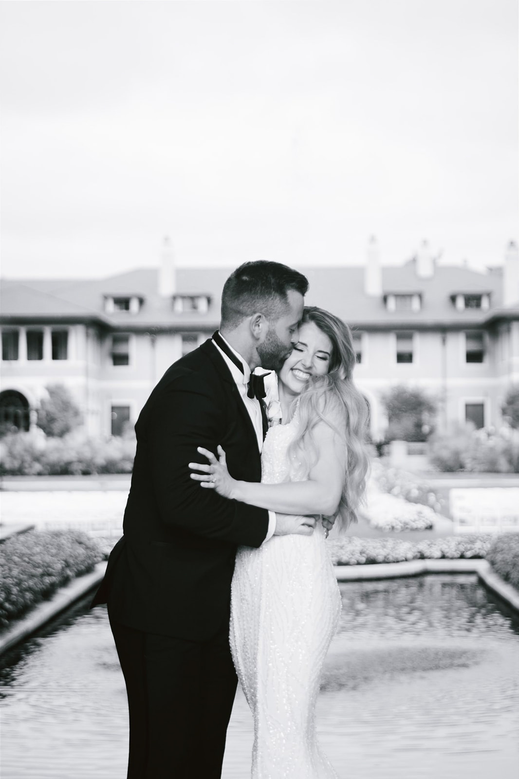 Bride and groom's heartfelt first look captured at Armour House, Lake Forest, sets the tone for a romantic wedding day.