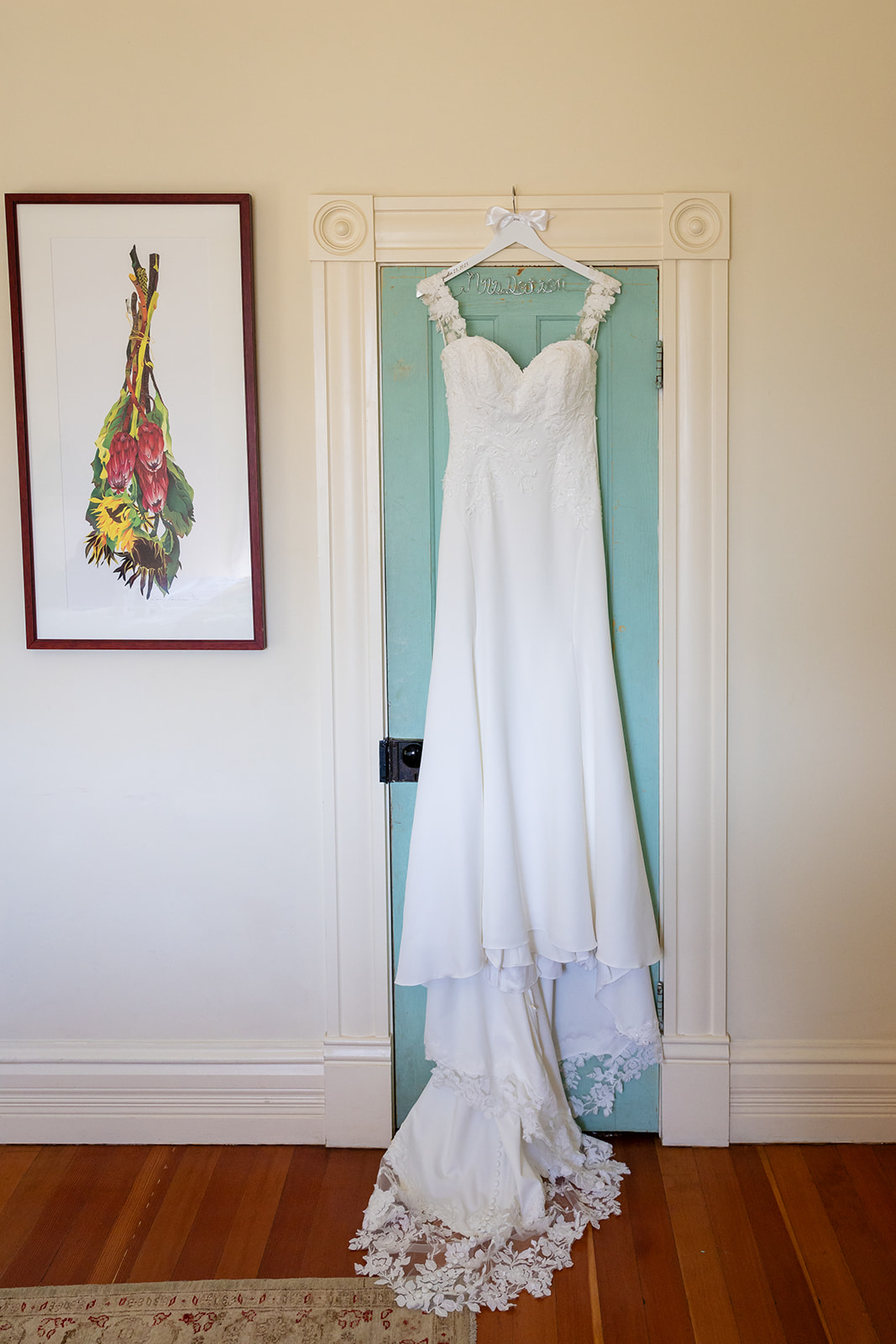 dress hanging on door at flying caballos