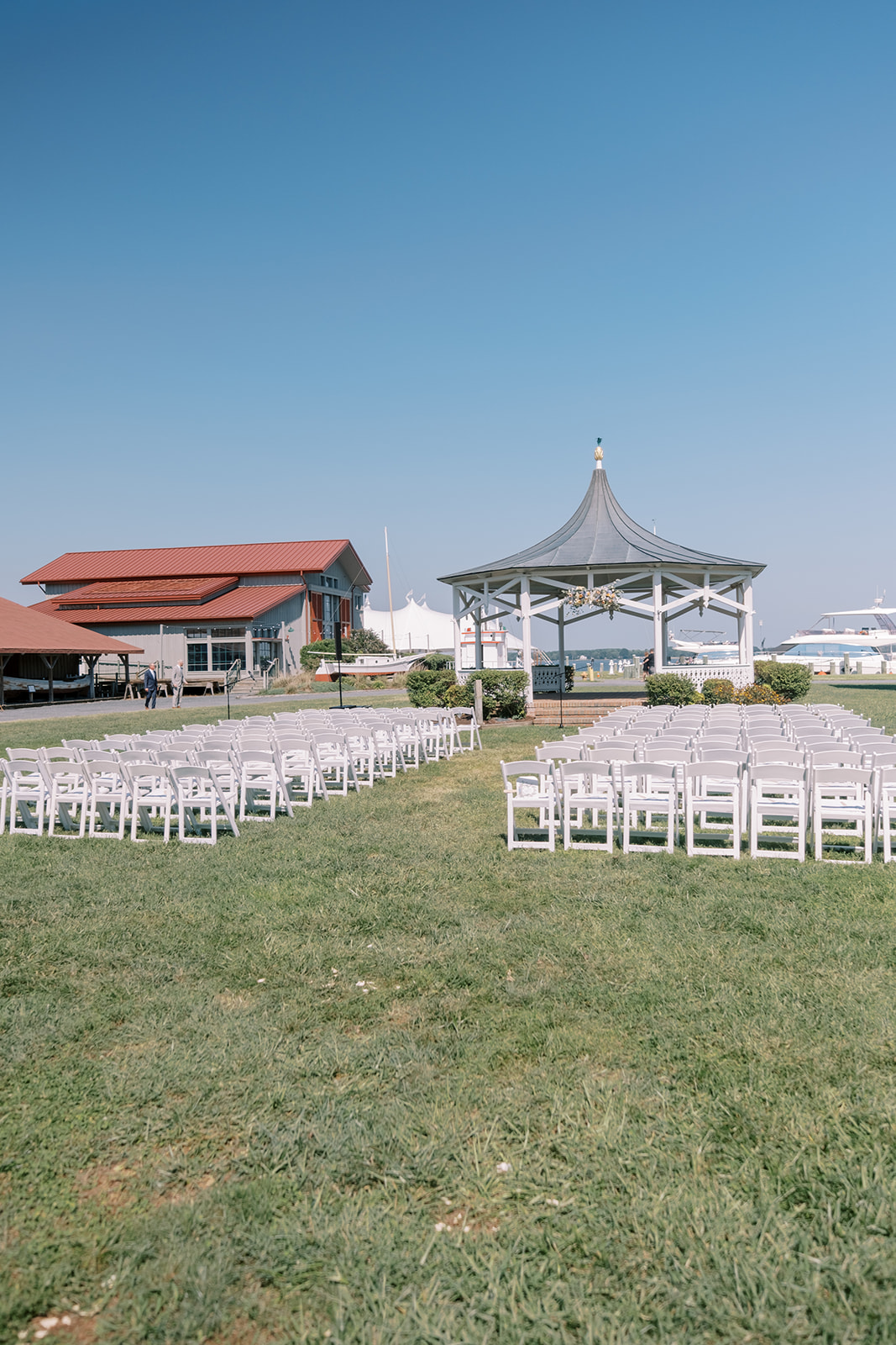 chesapeake bay maritime ceremony setup for summer wedding