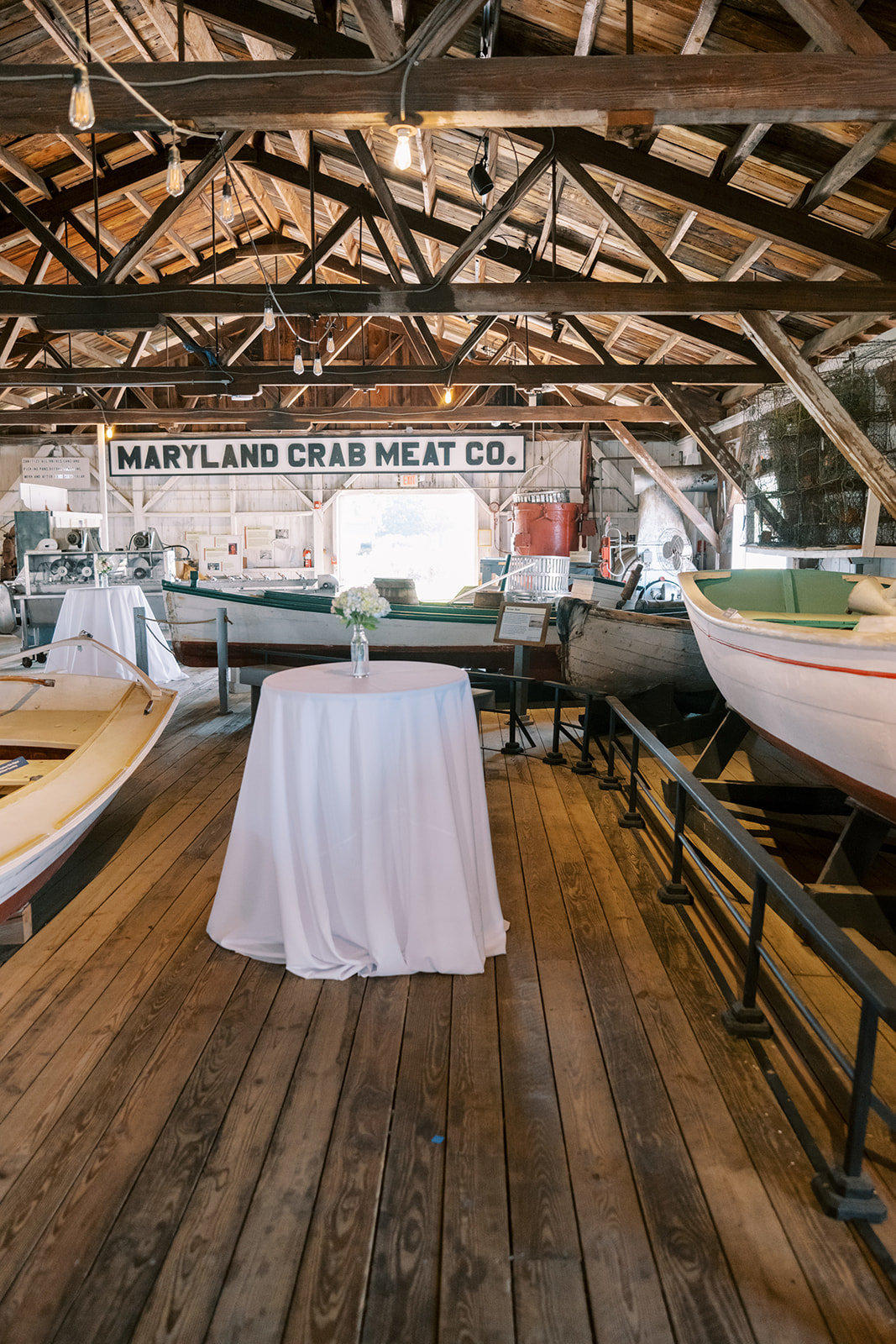 chesapeake bay maritime museum cocktail hour space in the boat house