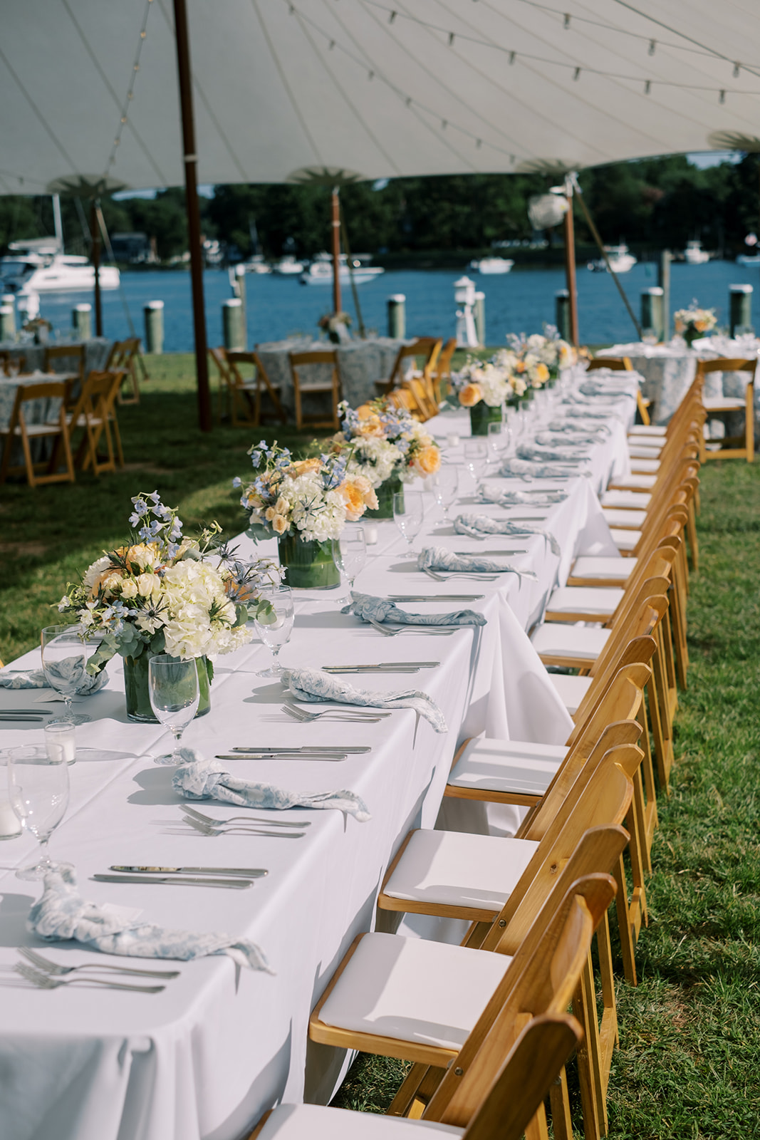 Chesapeake bay maritime museum head table details under the tent 