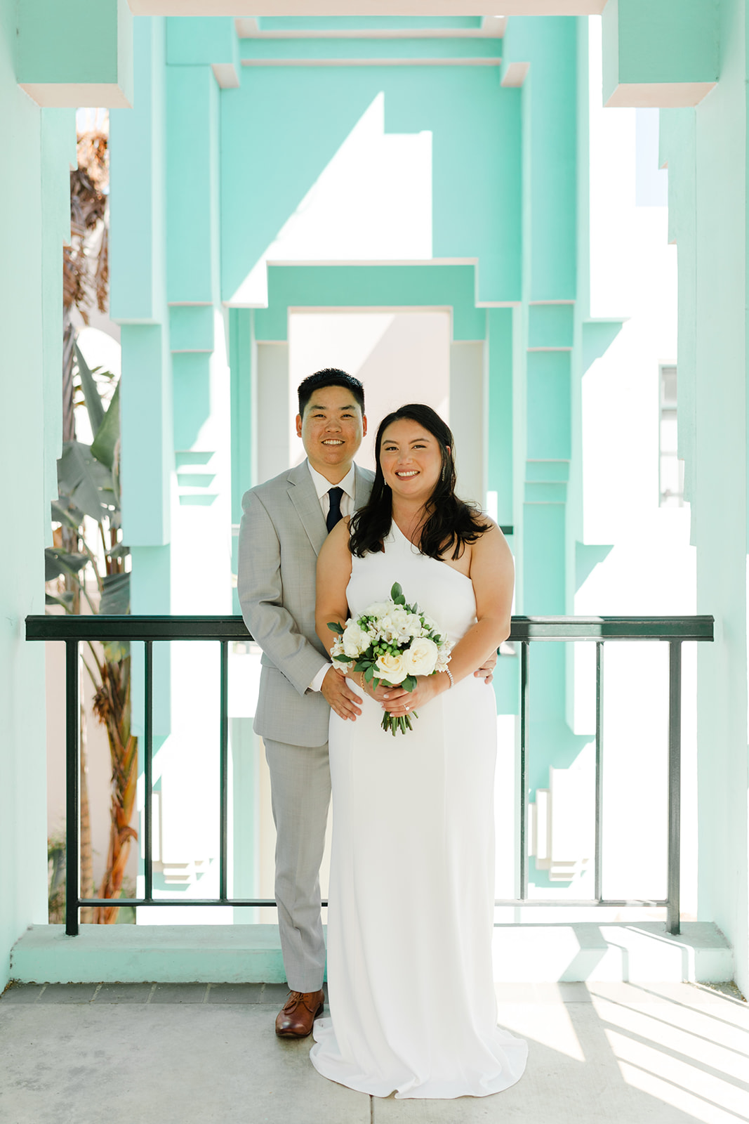 a couples beautiful wedding portraits at the Beverly Hills City Hall