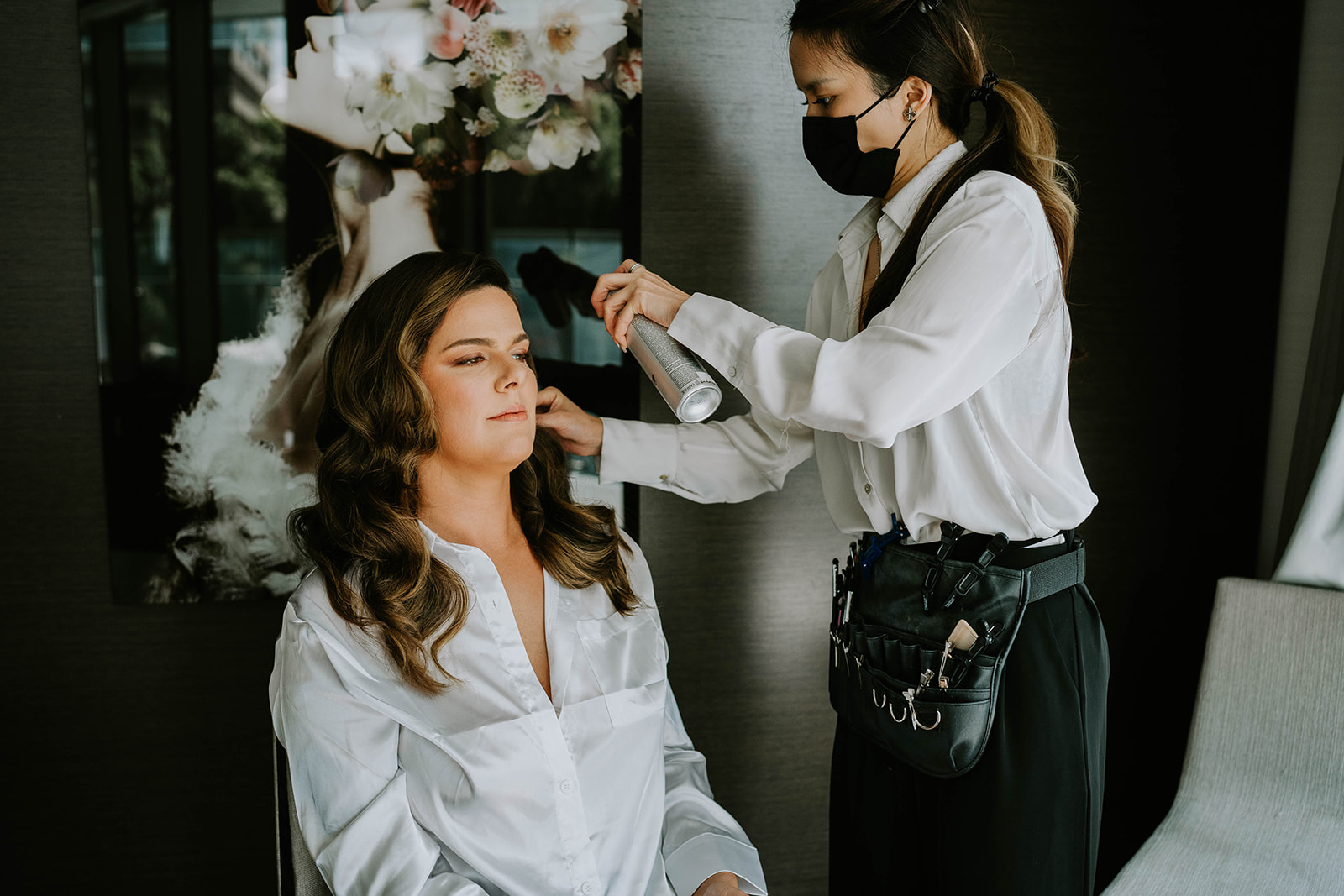 bride getting her makeup done
