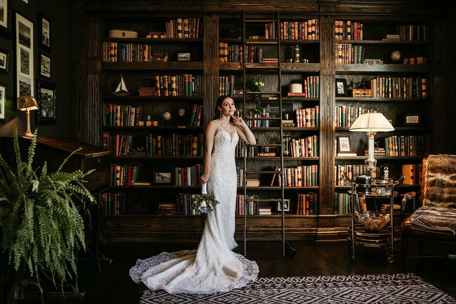 Bridal portrait session at the luxurious, old world The Manor House in Littleton, Colorado.