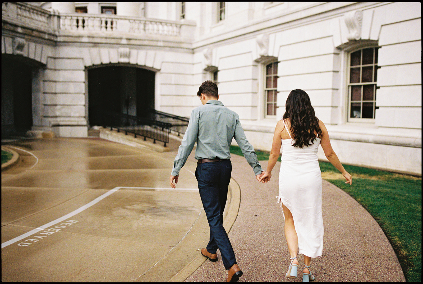Engagement session with couple at the capital building