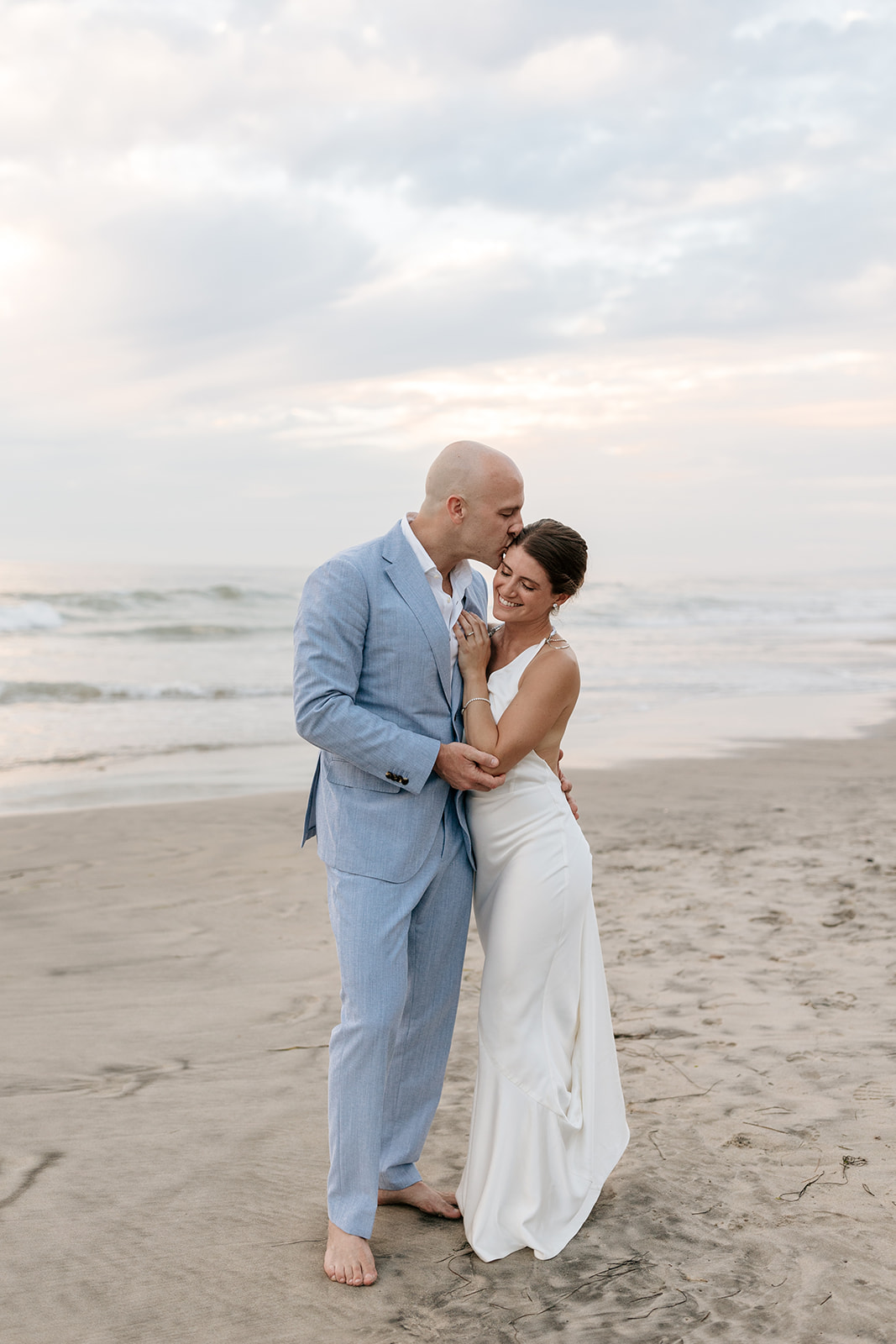 backyard beach wedding elopement encinitas southern california socal blue wedding suit tux wedding guest attire vows