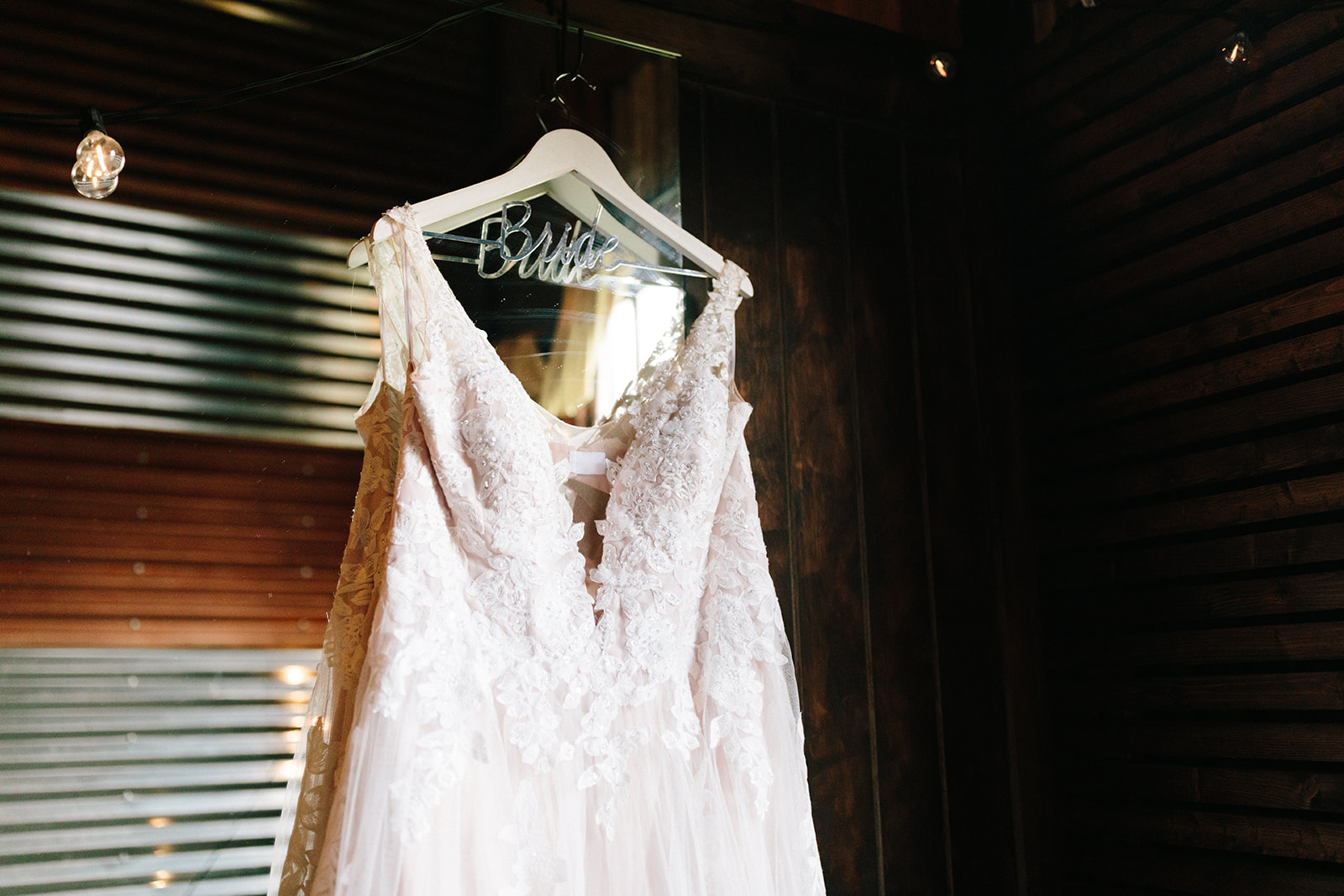 David's Bridal dress hanging