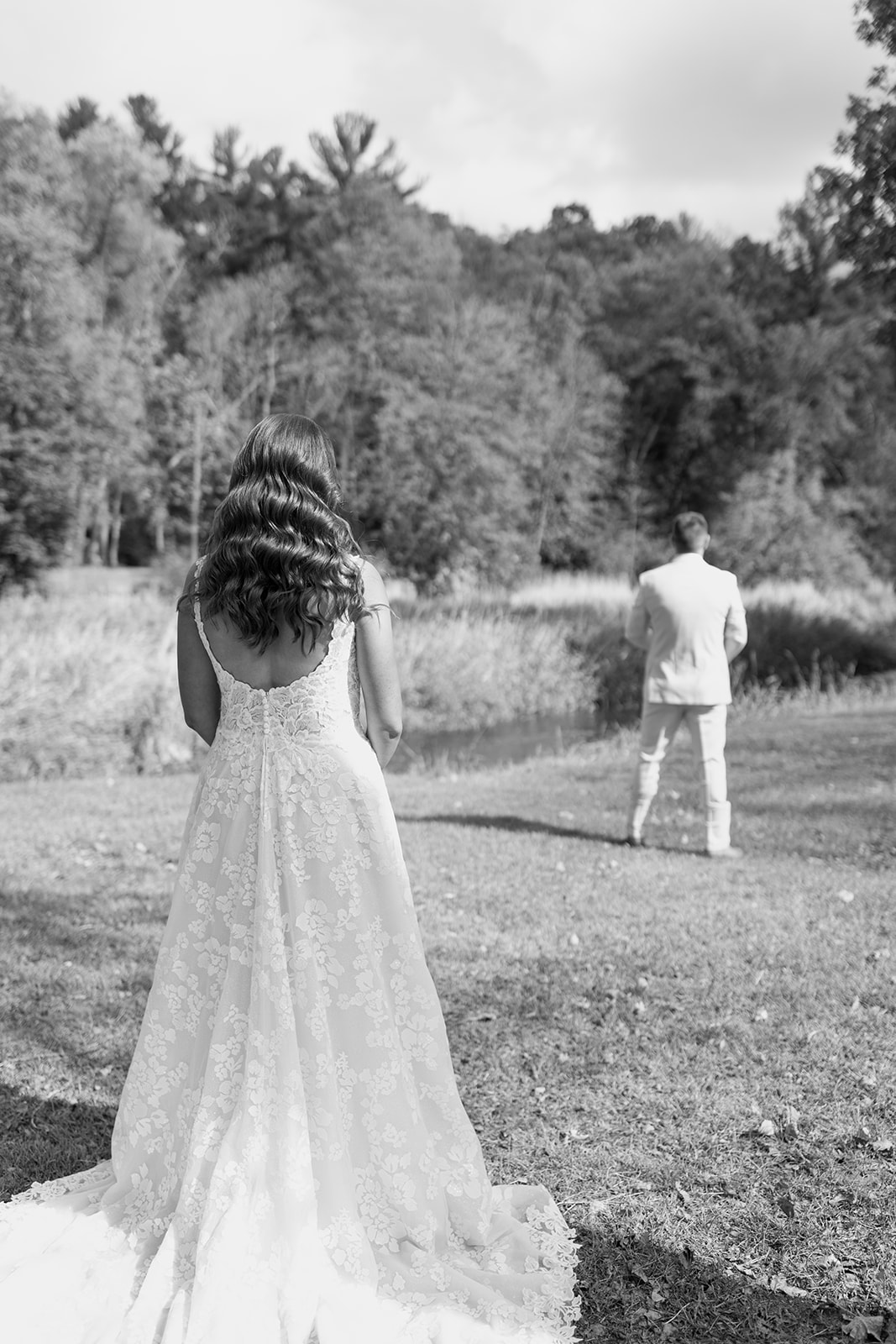 Bride walking towards her groom