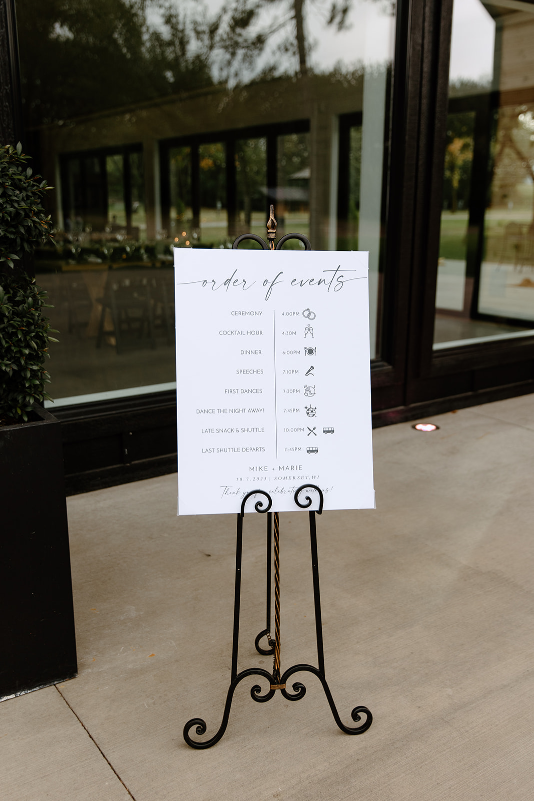 Wedding order of events sign
