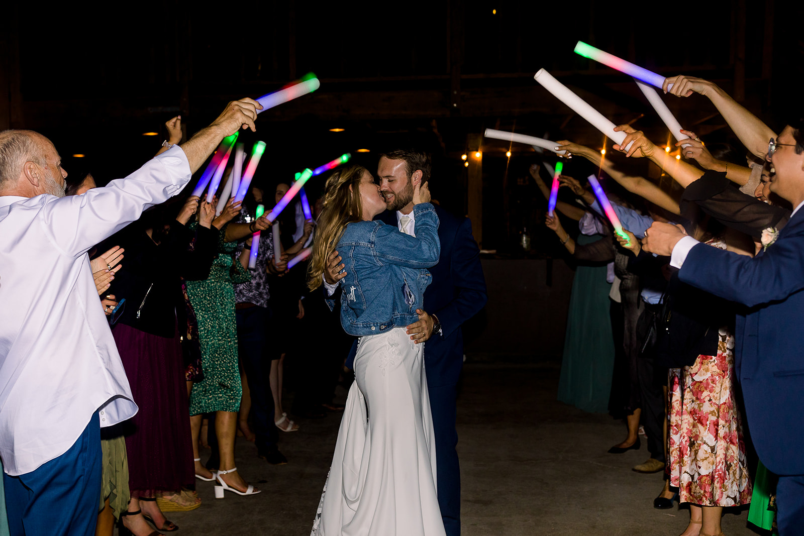 The magical glow stick send-off, capturing the joyous finale of Caroline and Thomas's unforgettable day at Higuera Ranch