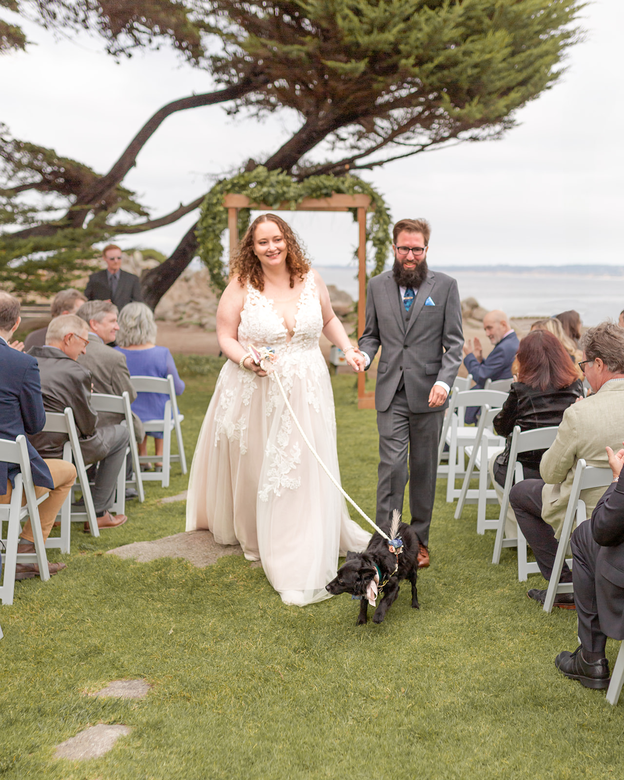 bride and groom and dog wedding ceremony