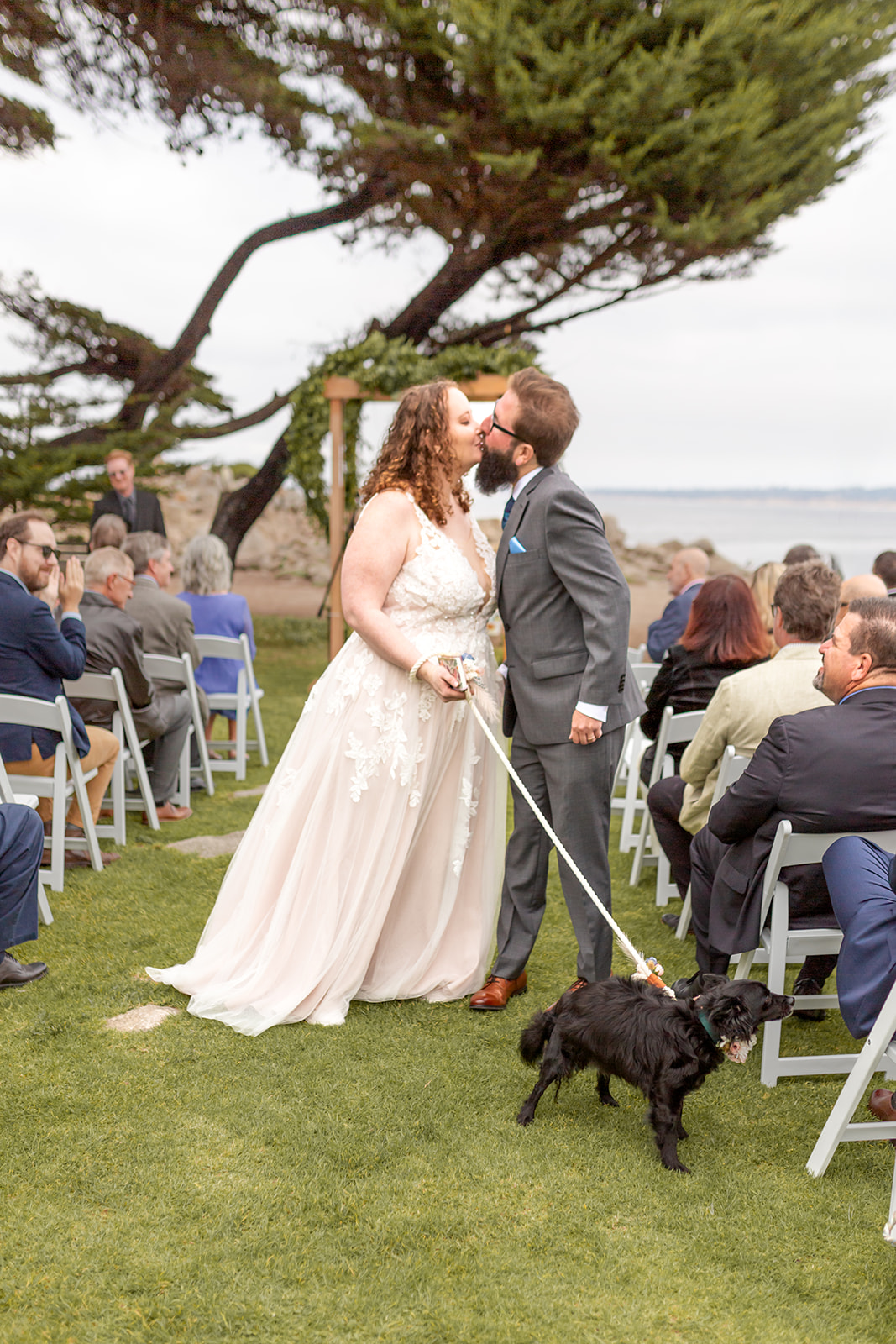 bride and groom and dog wedding ceremony