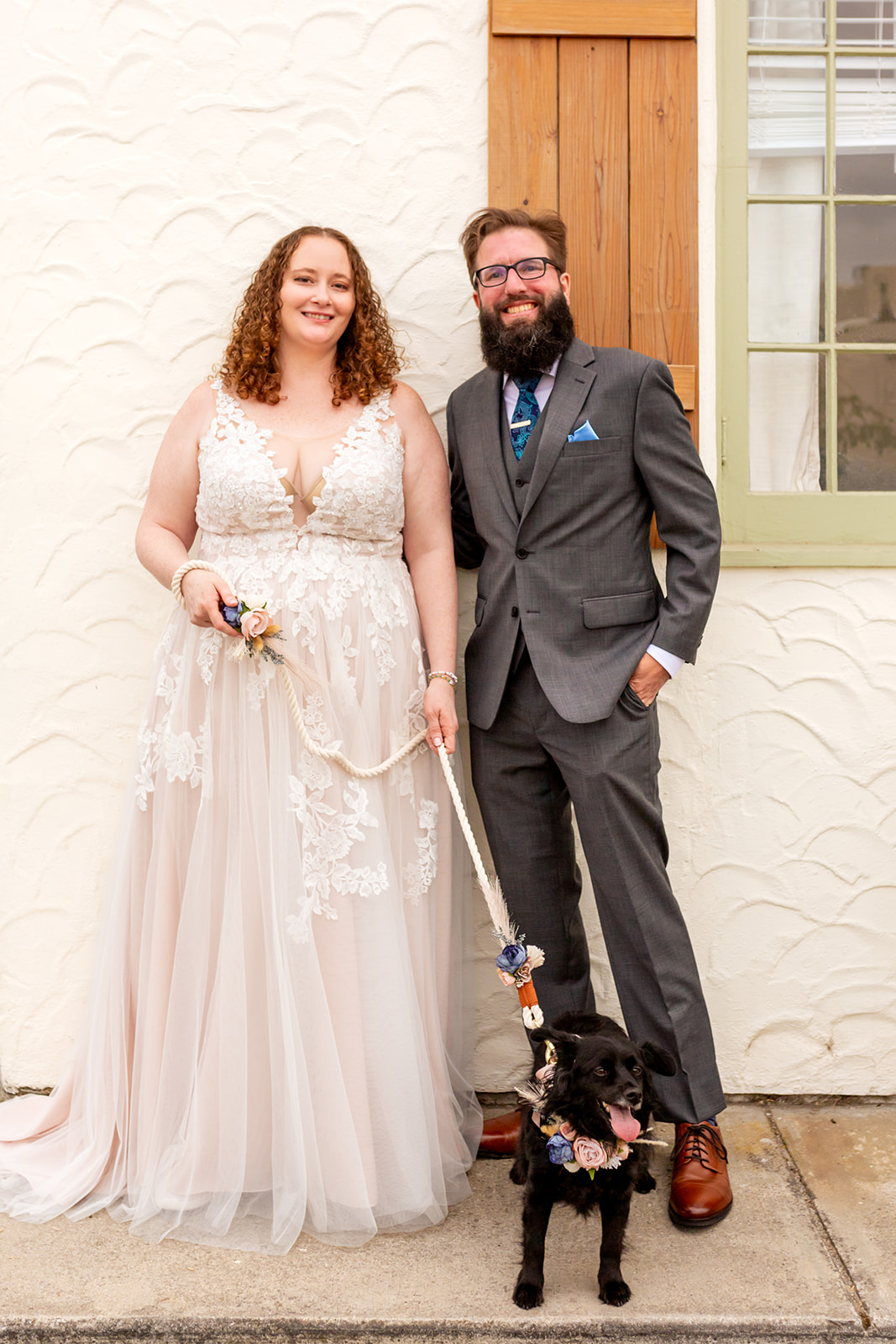 monterey wedding first look with dog