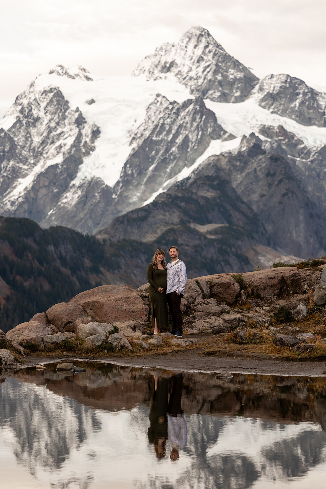 A couple who took maternity photos in the North Cascades National Park