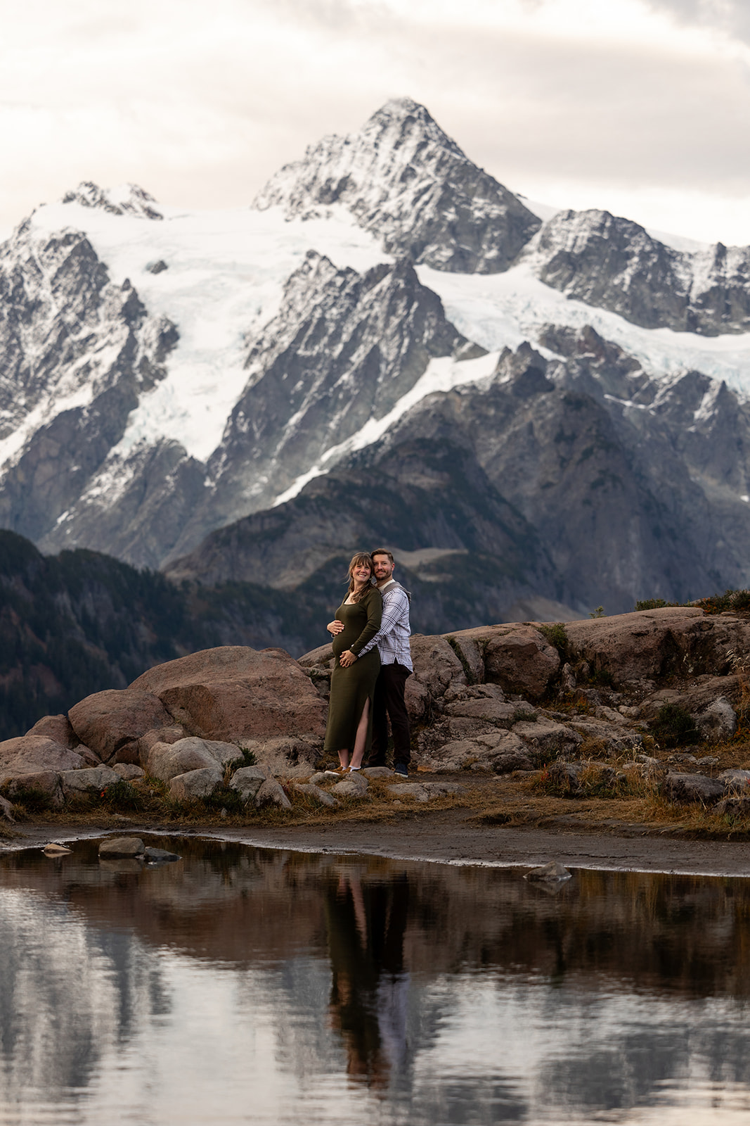 A couple who took maternity photos in the North Cascades National Park