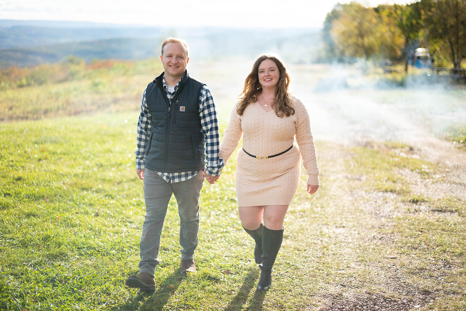 camping engagement portraits in the poconos near Jim Thorpe 