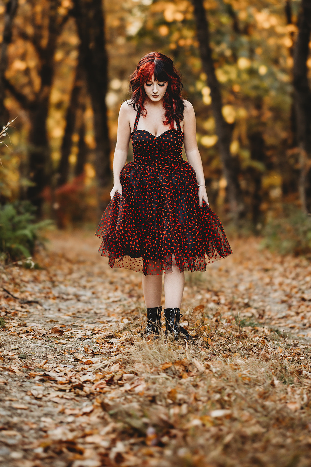 high school senior portraits Witch's Witches Hat Neversink Mountain Reading Pennsylvania fall outdoor moody spooky