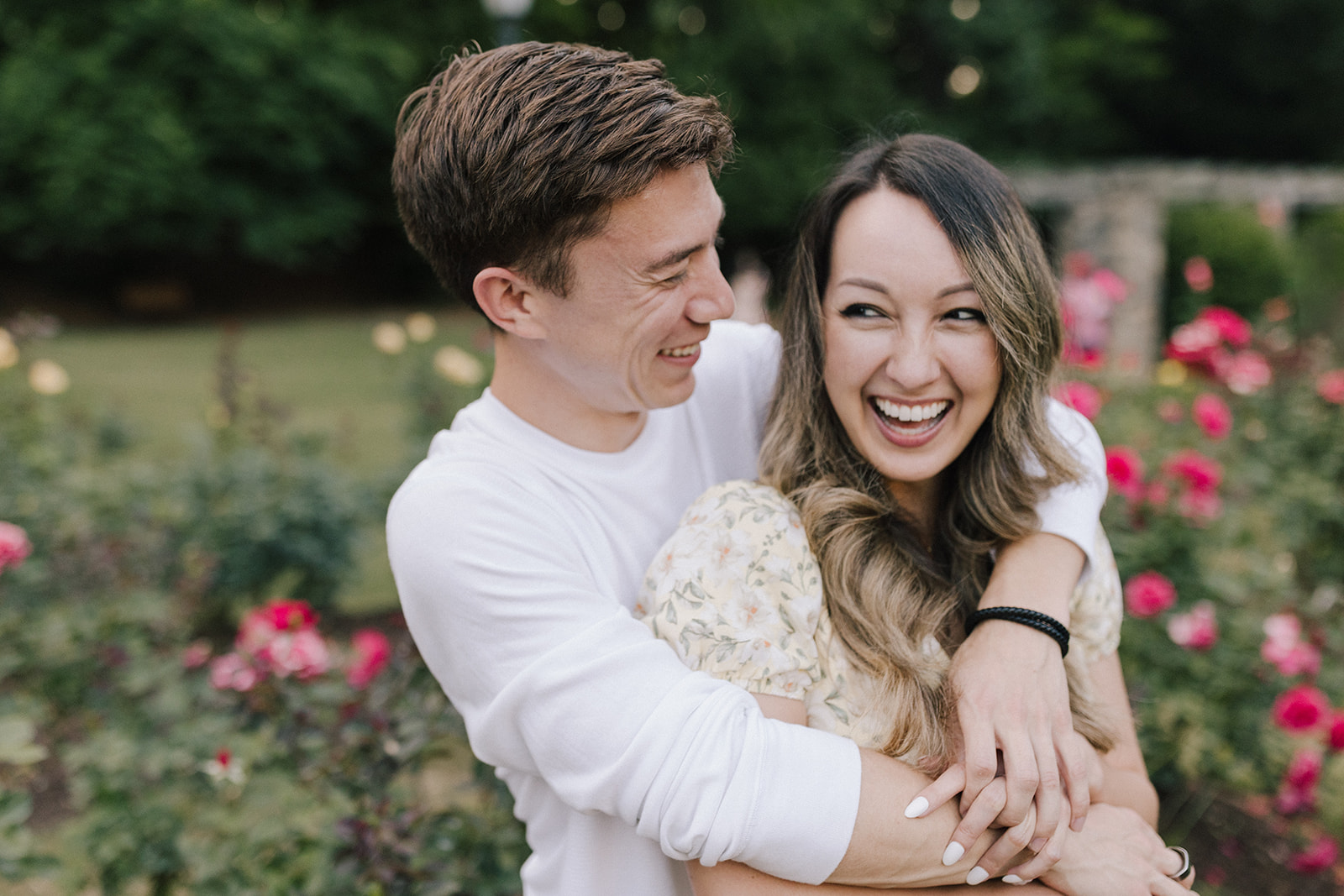 Couples Portrait Session in Raleigh Rose Garden in North Carolina