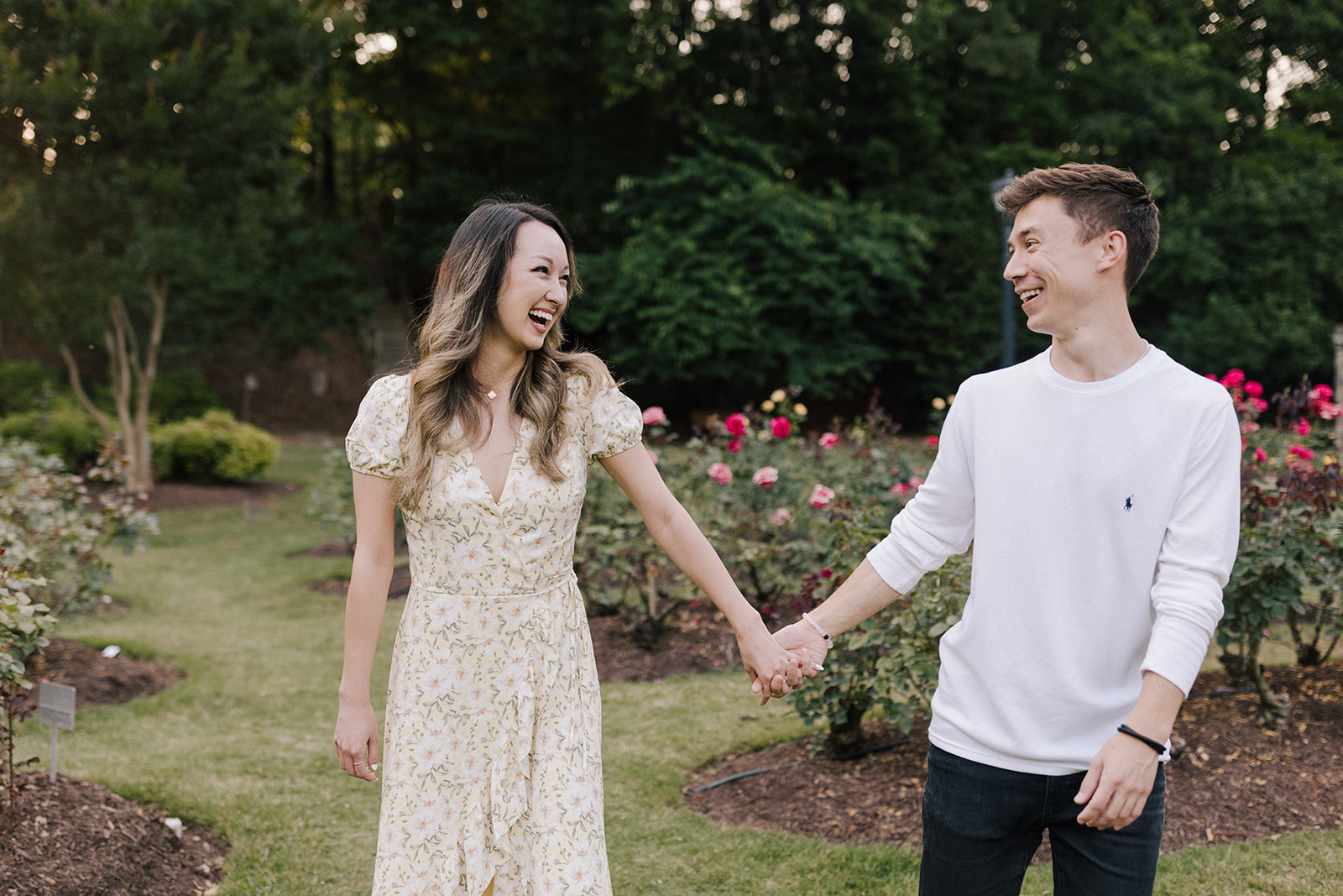 Couples Portrait Session in Raleigh Rose Garden in North Carolina